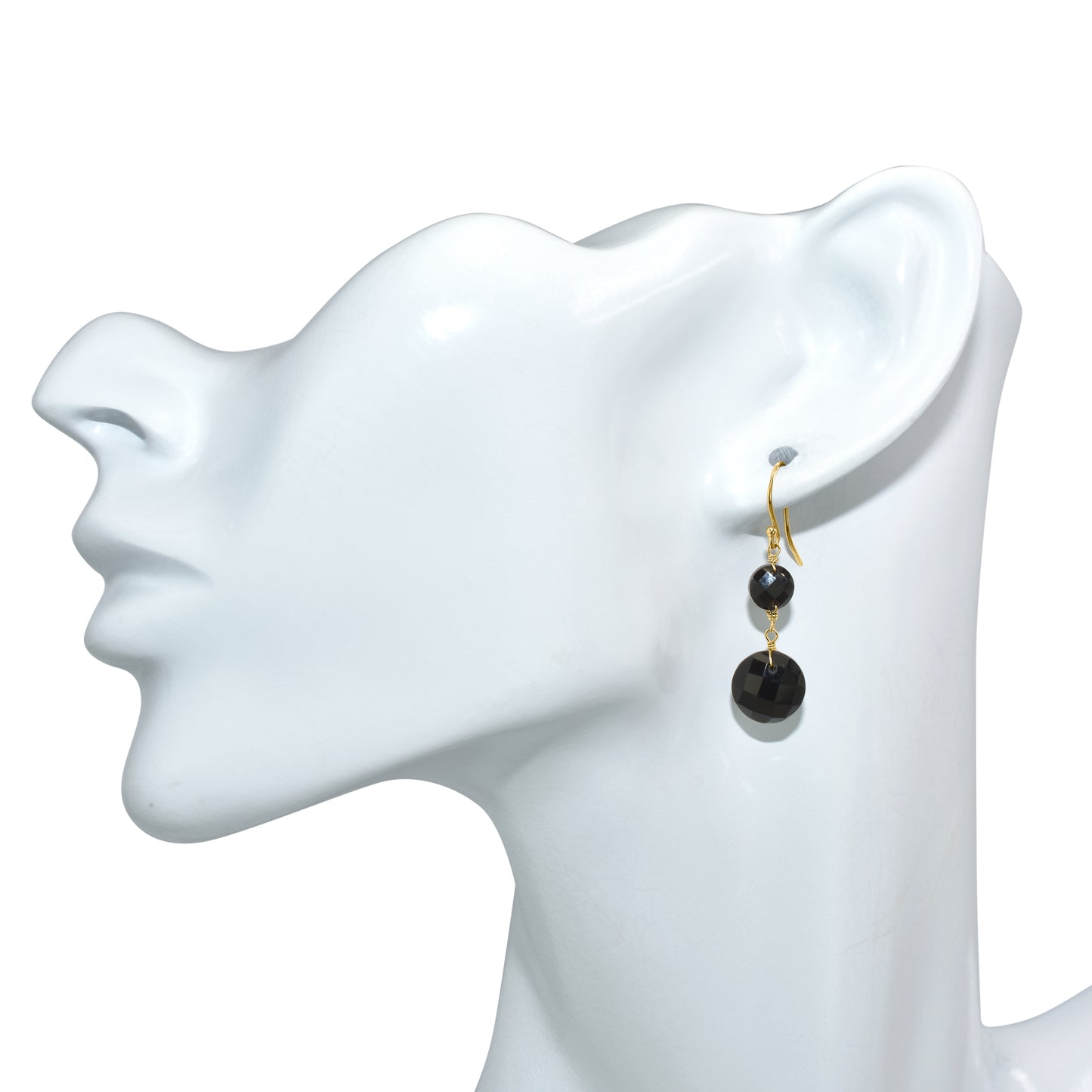 14k Black Onyx Coin Hook Earring