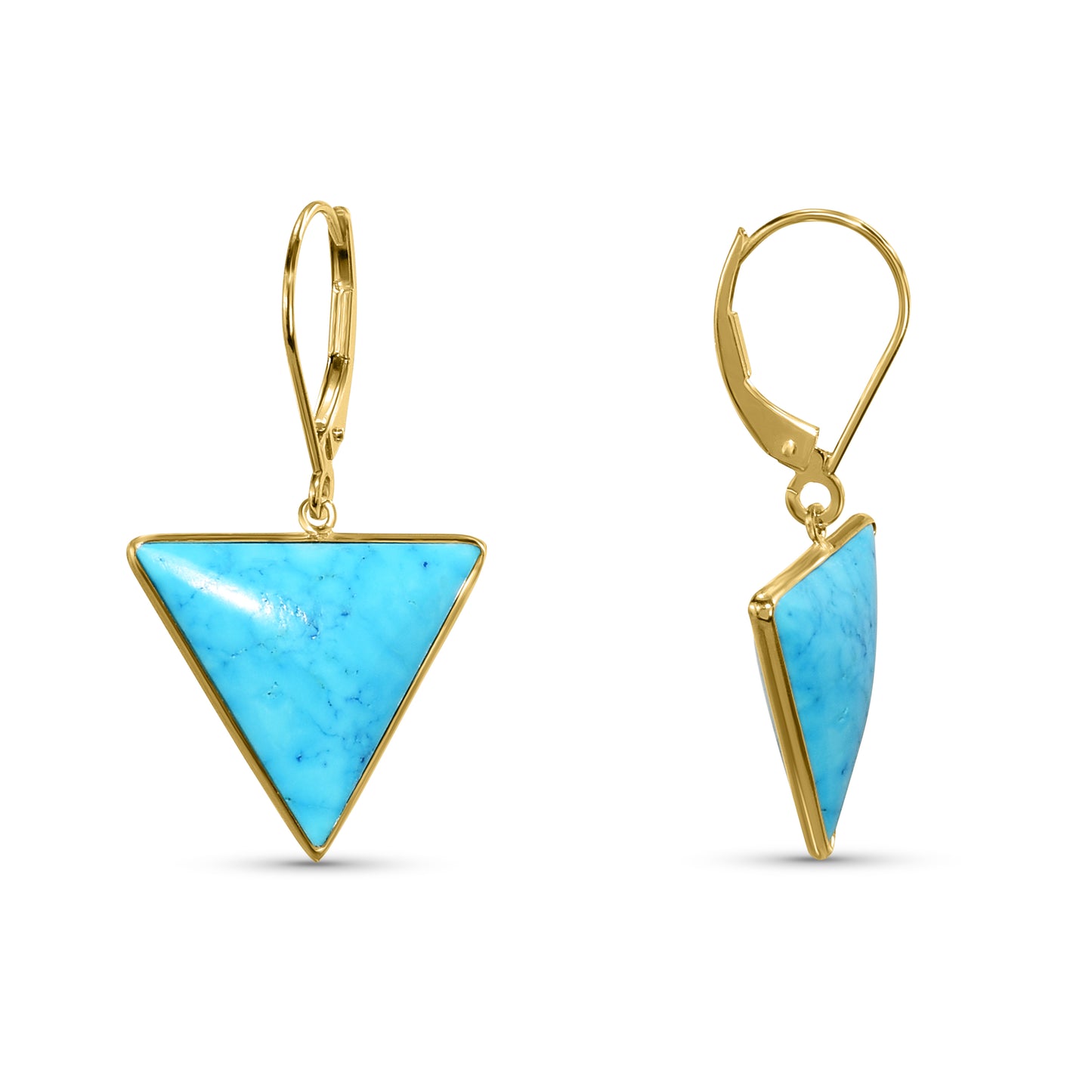 14k Turquoise Triangle Leverback Earring