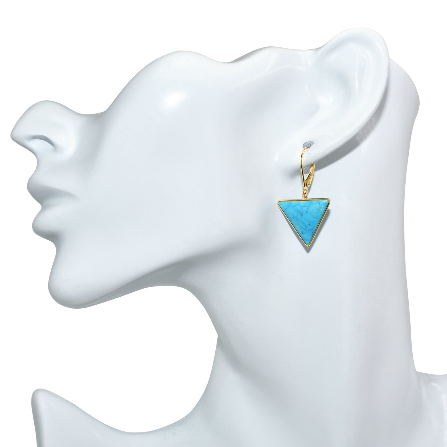 14k Turquoise Triangle Leverback Earring