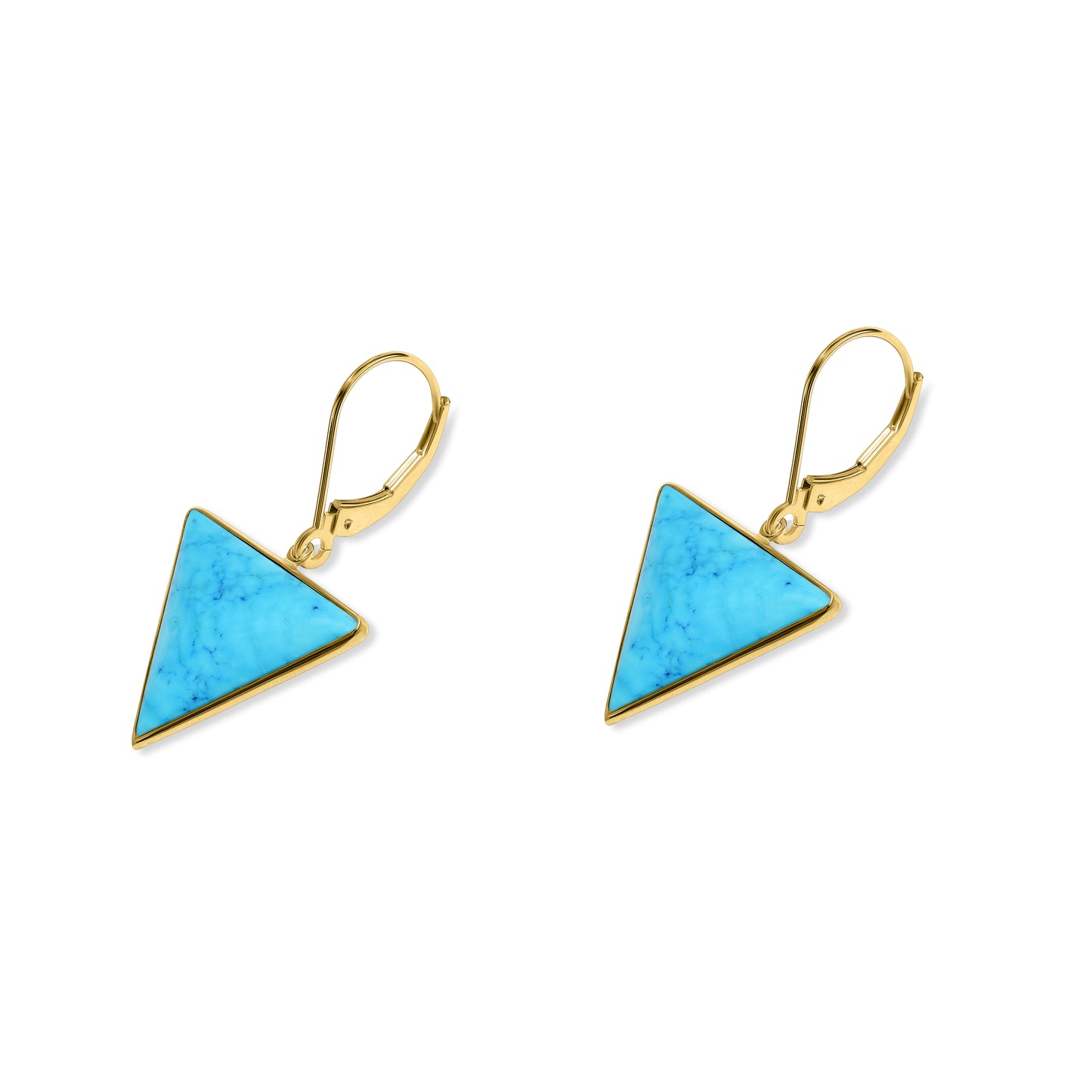 14k Turquoise Triangle Leverback Earring