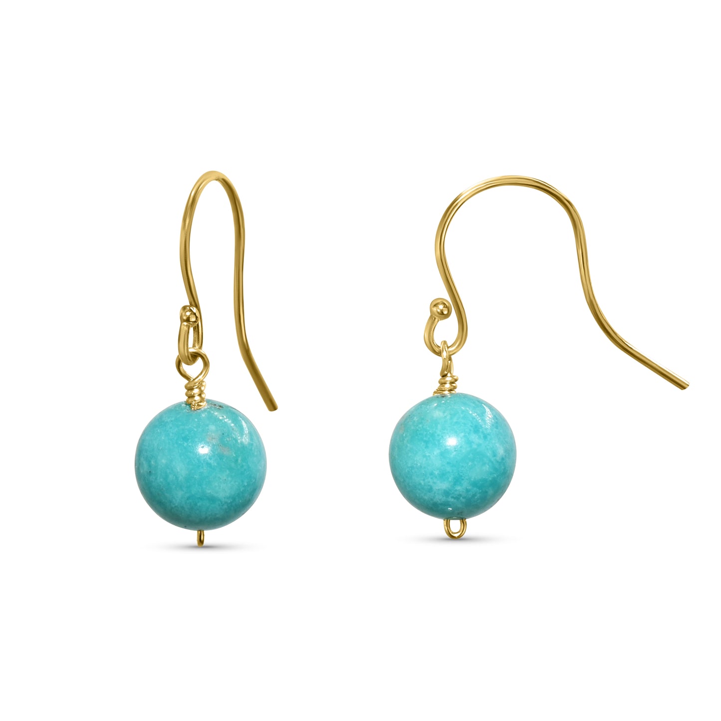 14k Turquoise Ball Dangle Hook Earring