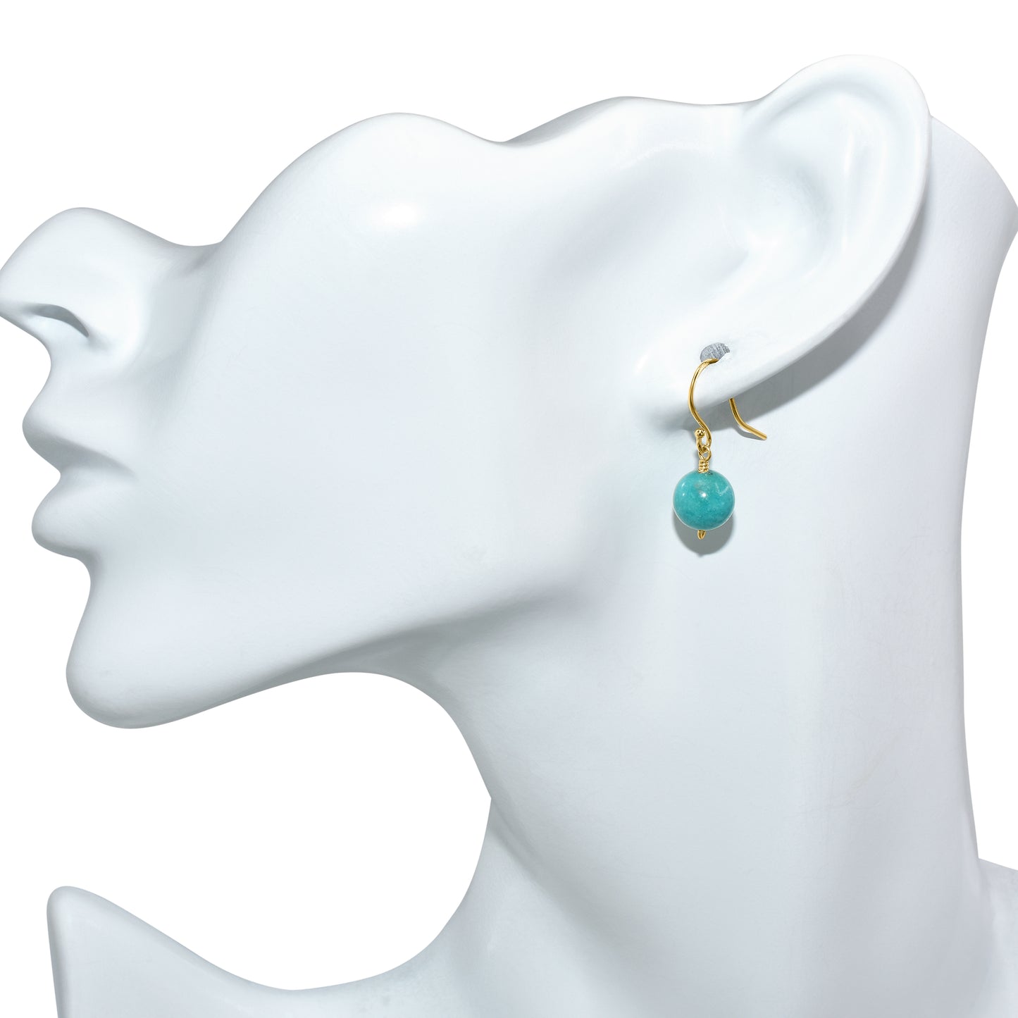 14k Turquoise Ball Dangle Hook Earring