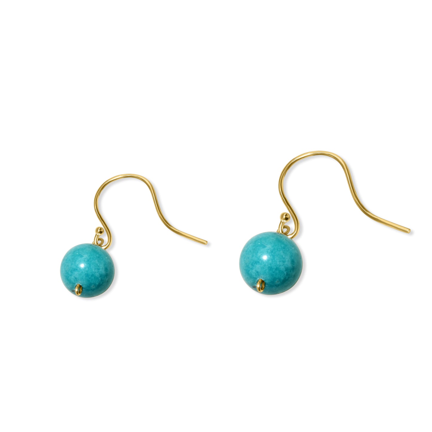 14k Turquoise Ball Dangle Hook Earring