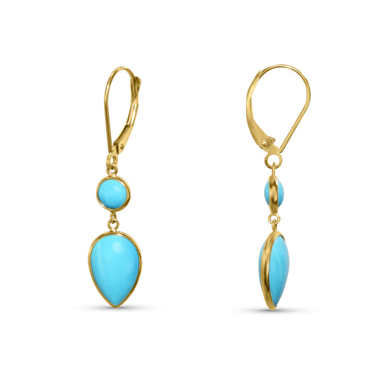 14k Turquoise Magnesite Dangle Leverback Earring