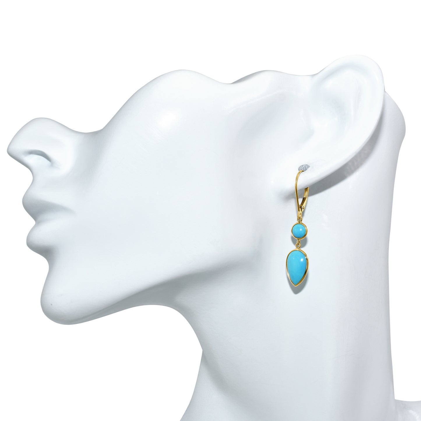 14k Turquoise Magnesite Dangle Leverback Earring