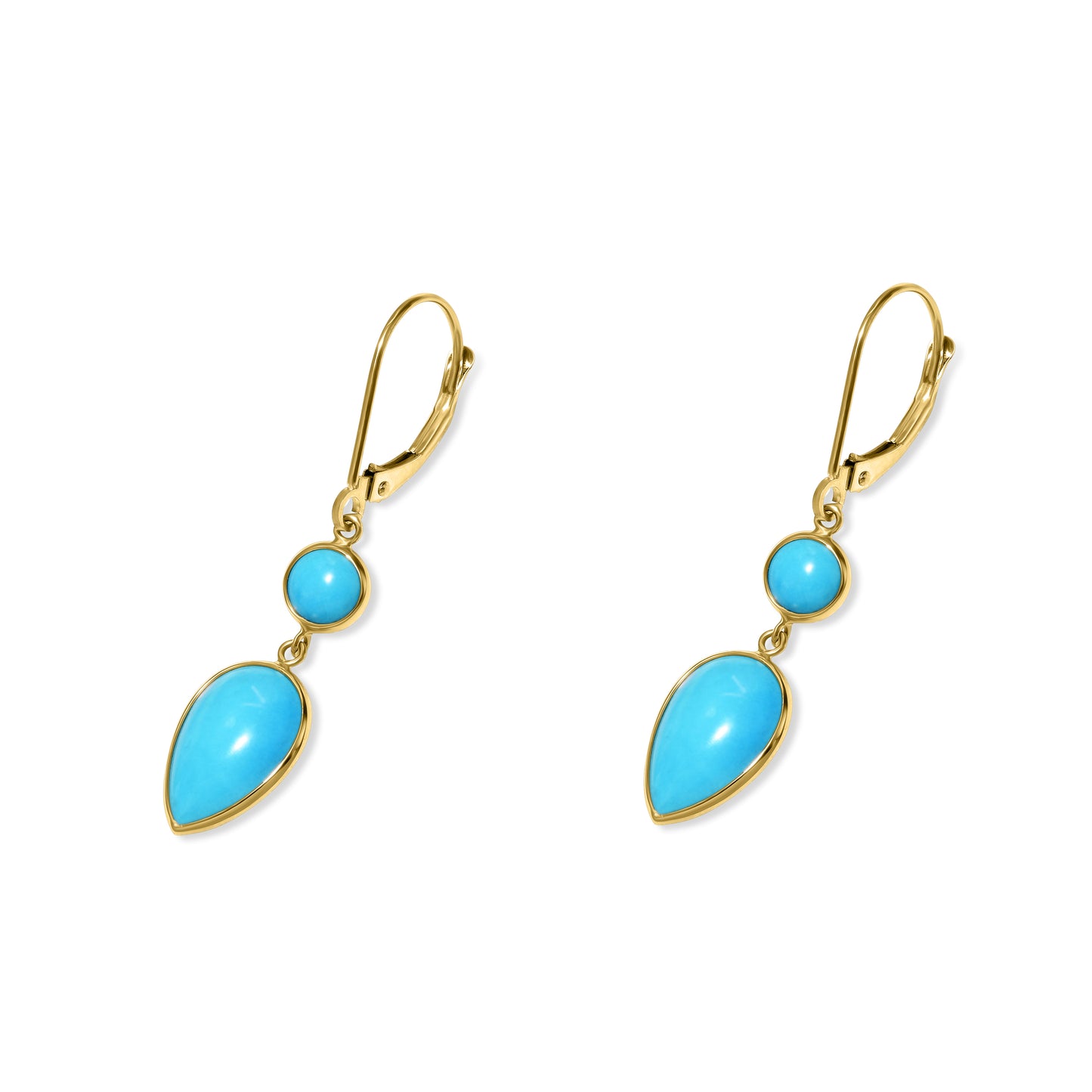 14k Turquoise Magnesite Dangle Leverback Earring