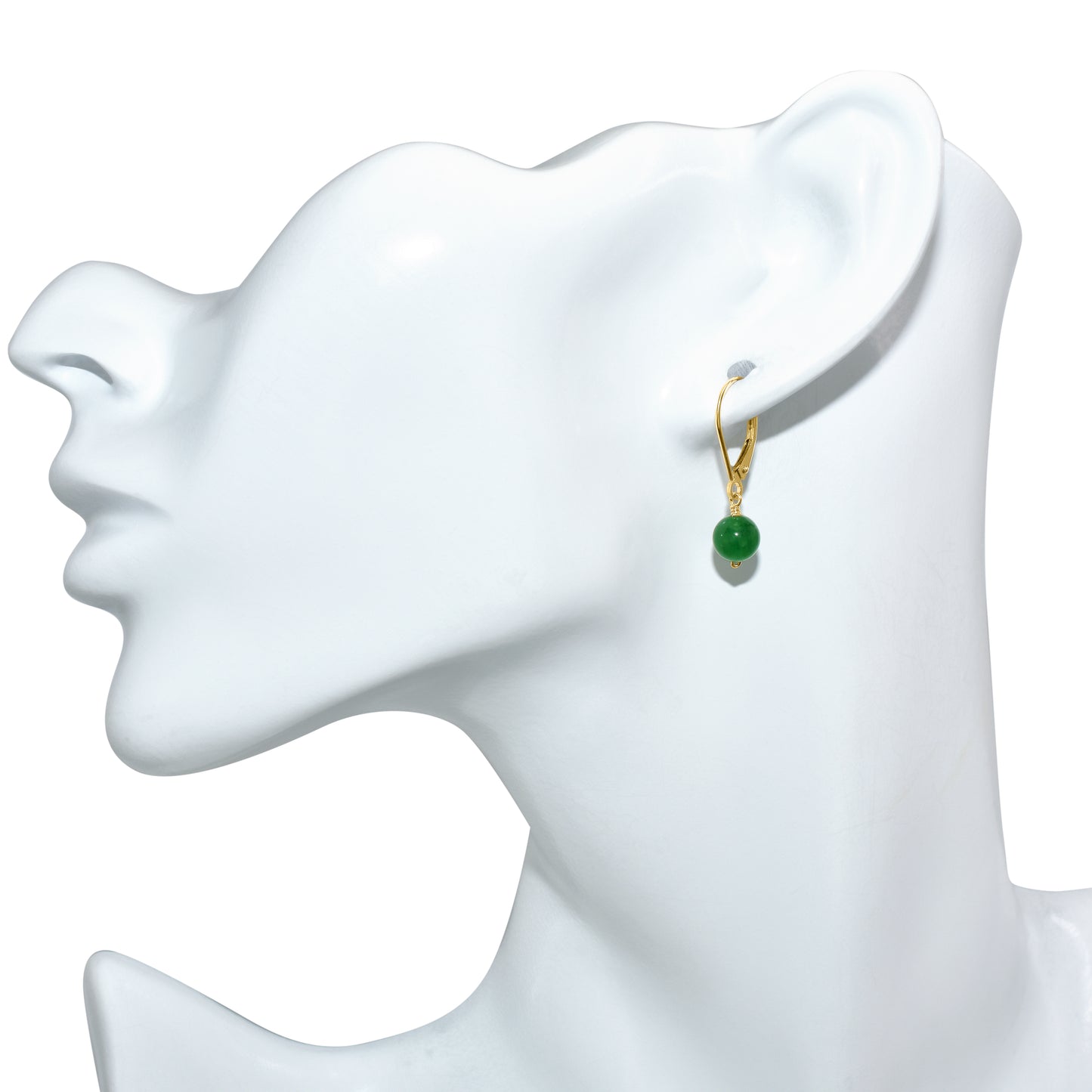 14k Green Jade Leverback Earring