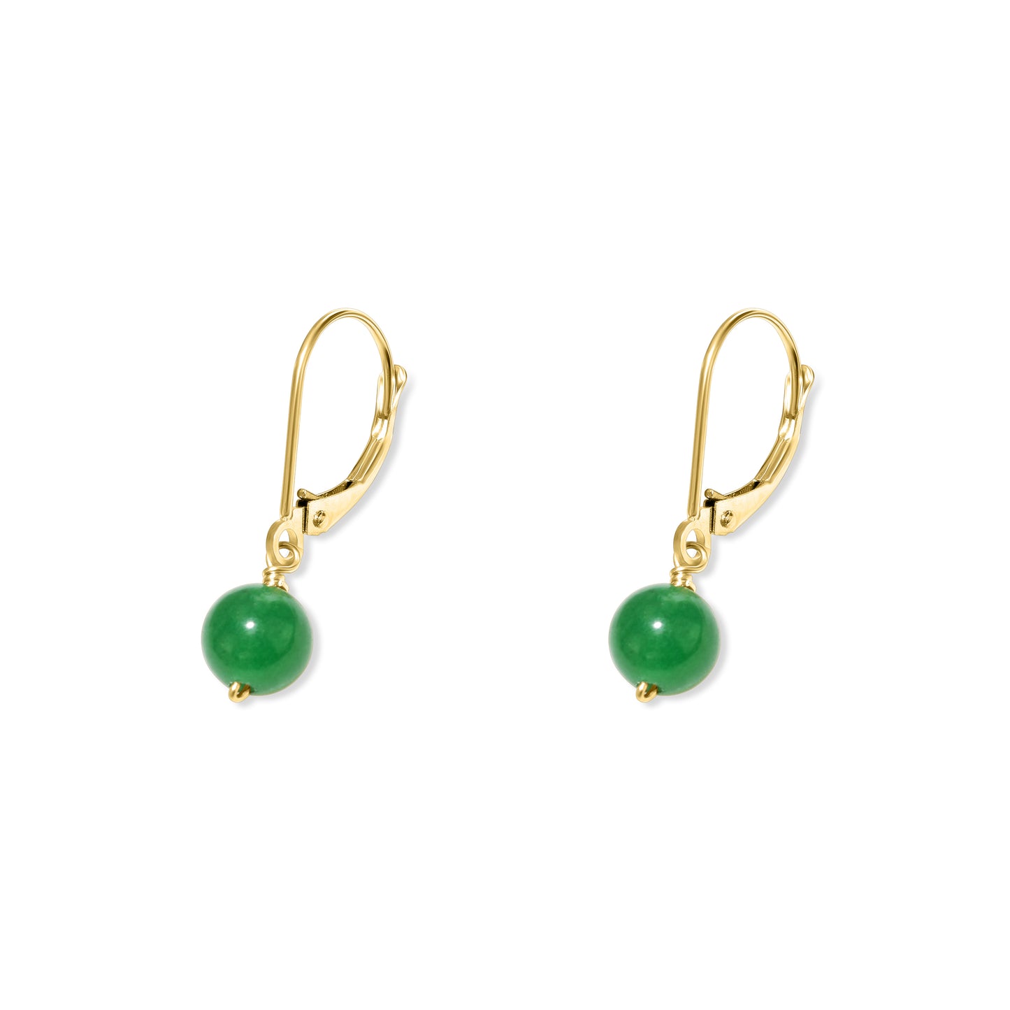 14k Green Jade Leverback Earring