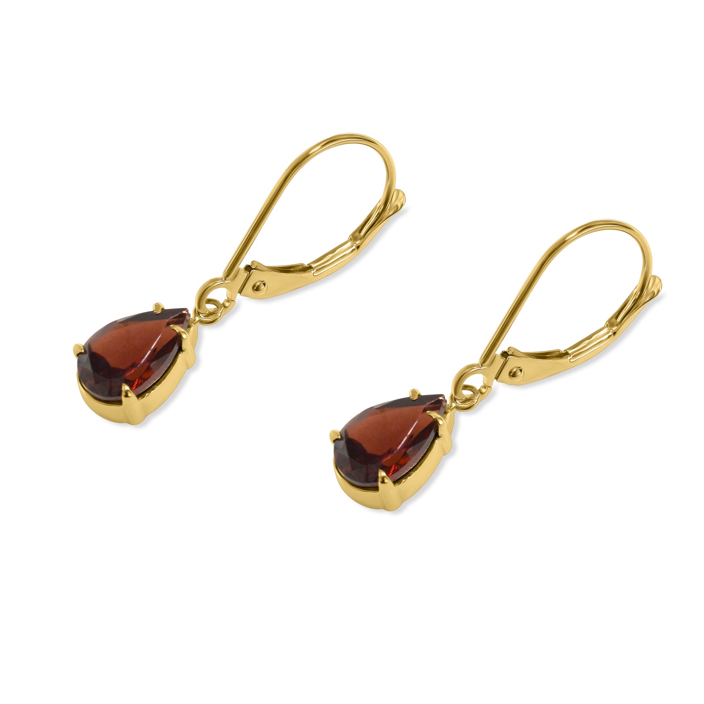 14k Garnet Pear Leverback Earring