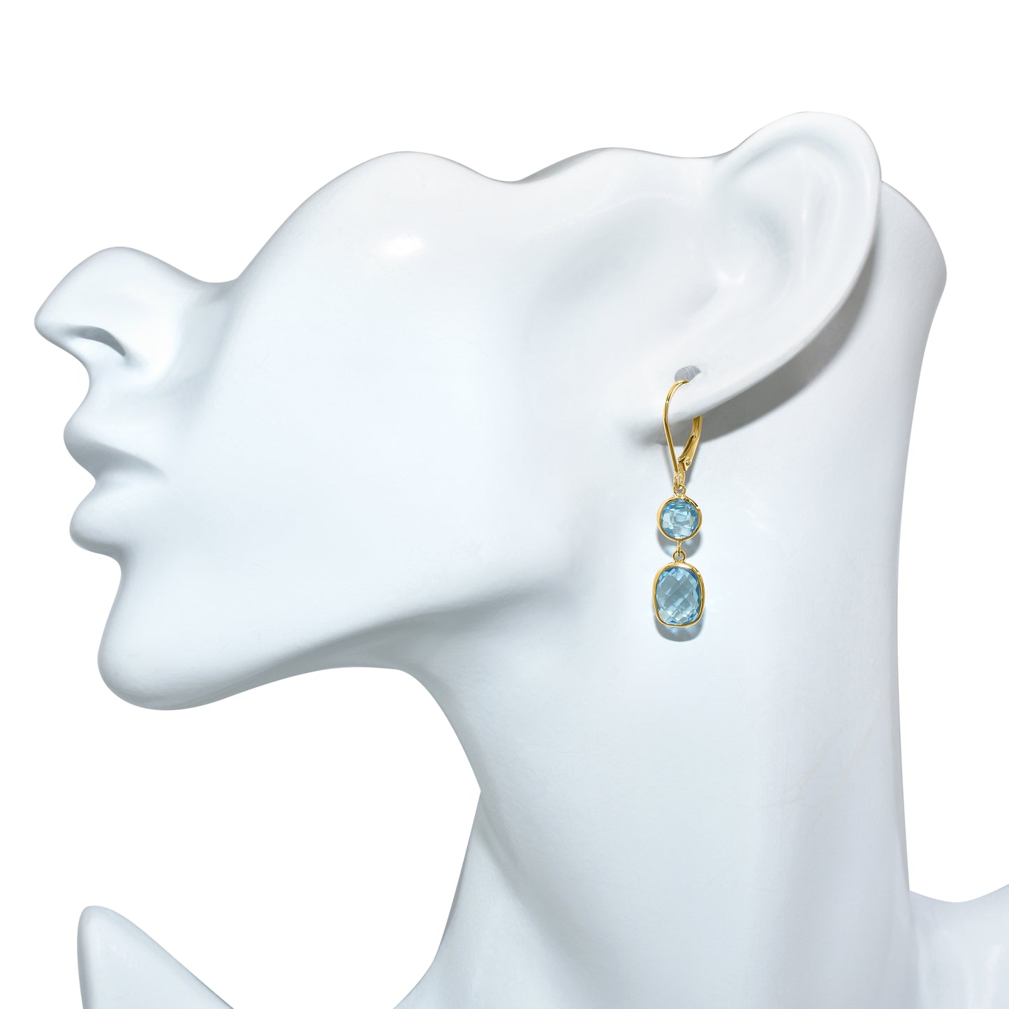 14k Swiss Blue Topaz Leverback Earring