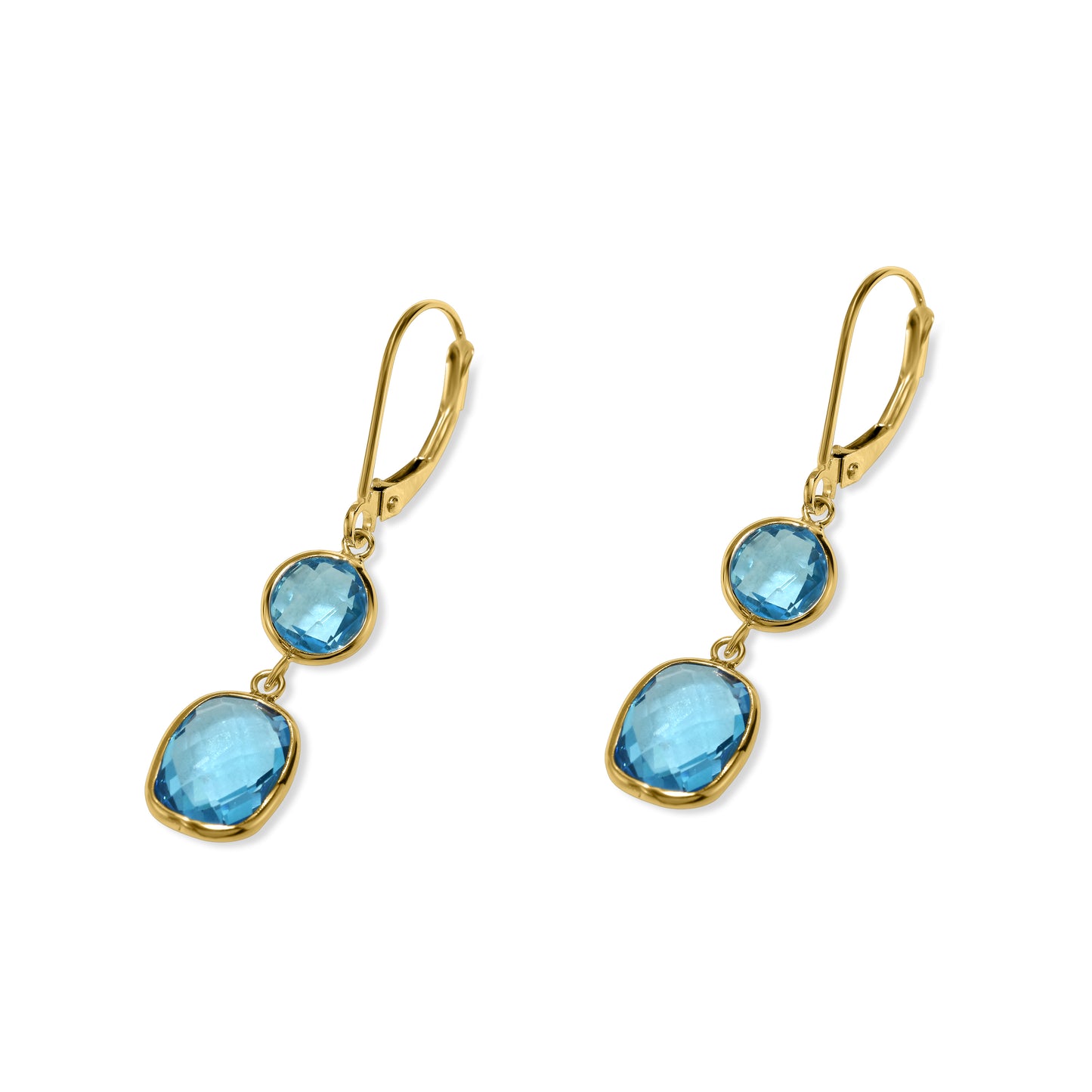 14k Swiss Blue Topaz Leverback Earring