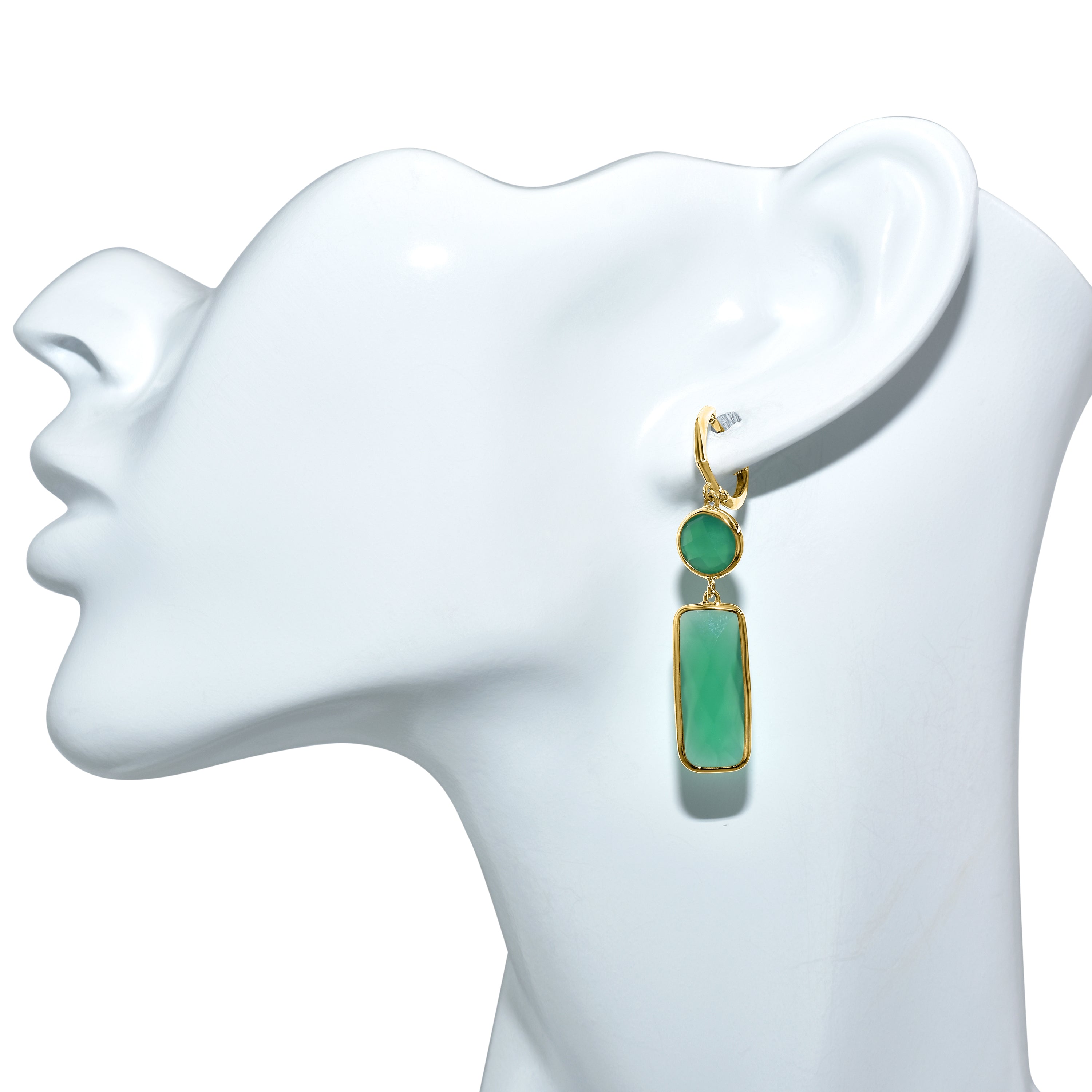 14k Green Onyx Hoop Earring