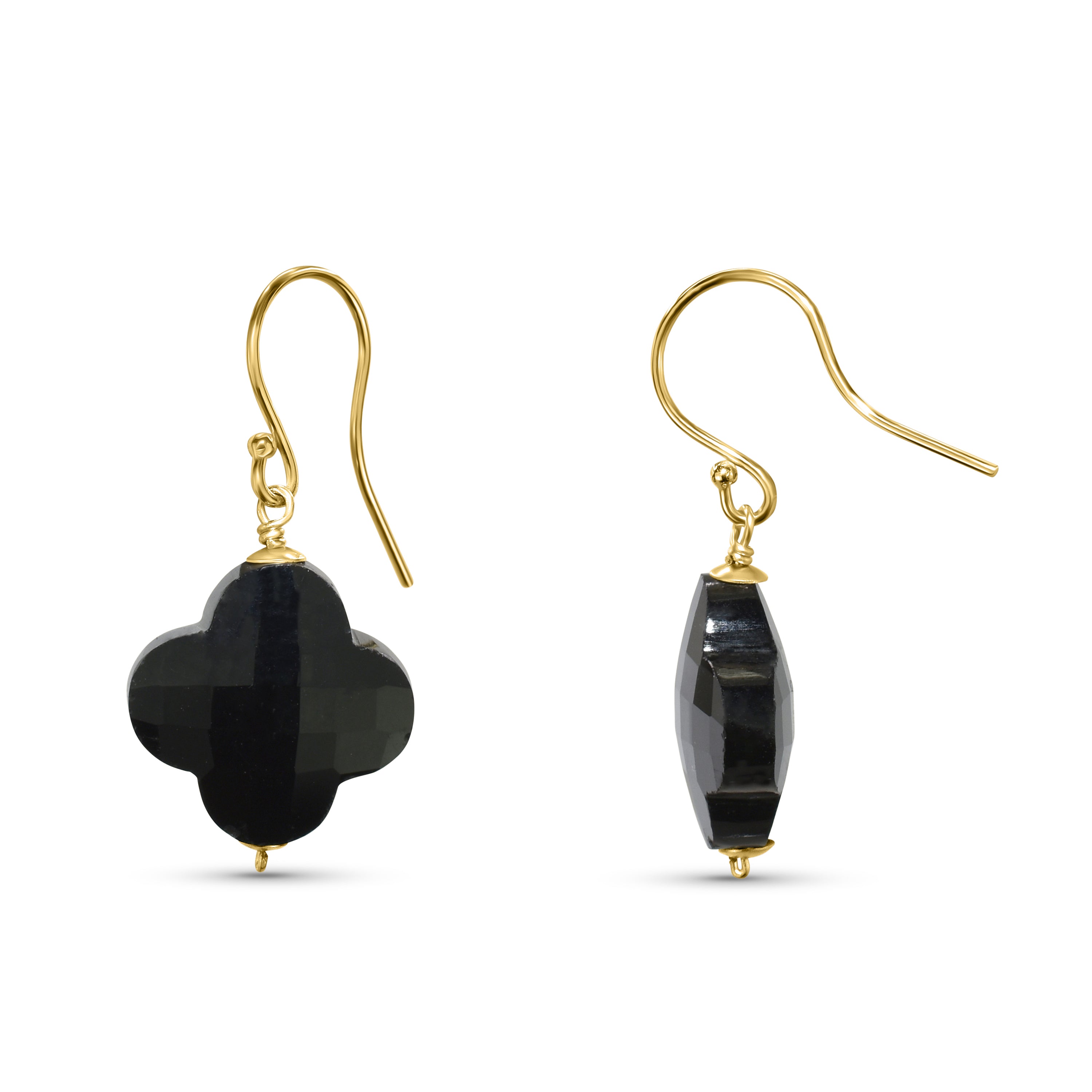 14k Gemstones Clover Hook Earring