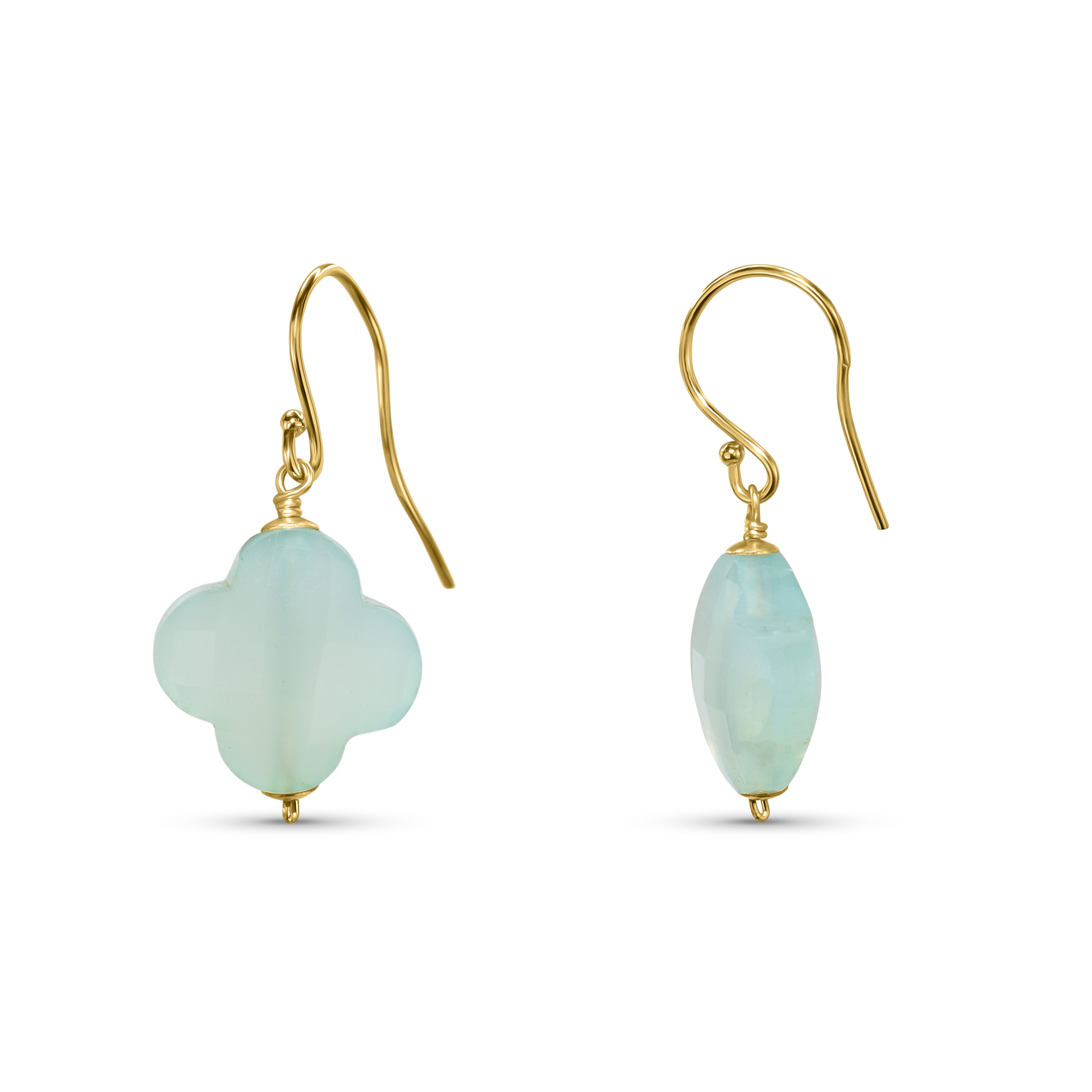 14k Gemstones Clover Hook Earring