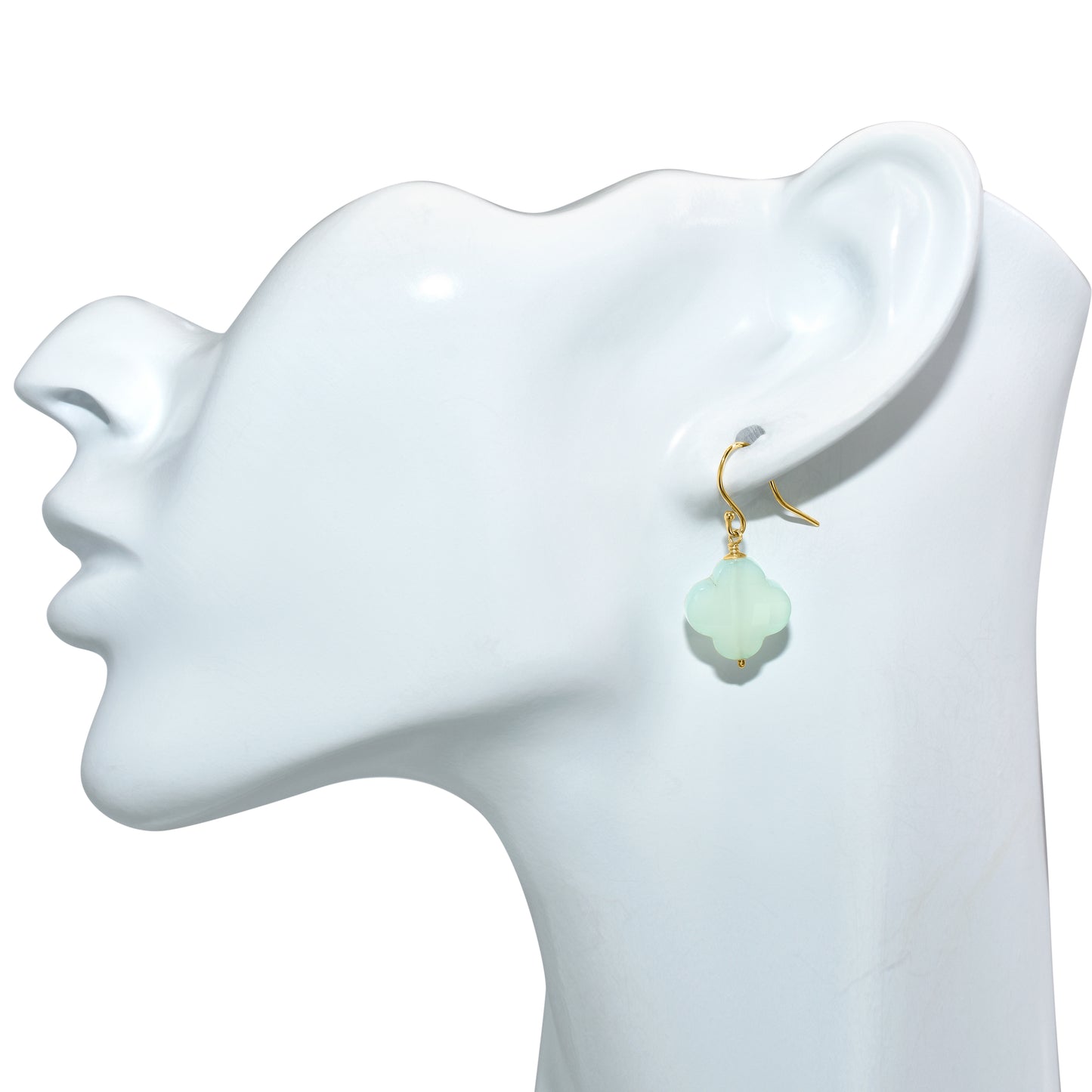 14k Chalcedony Clover Hook Earring