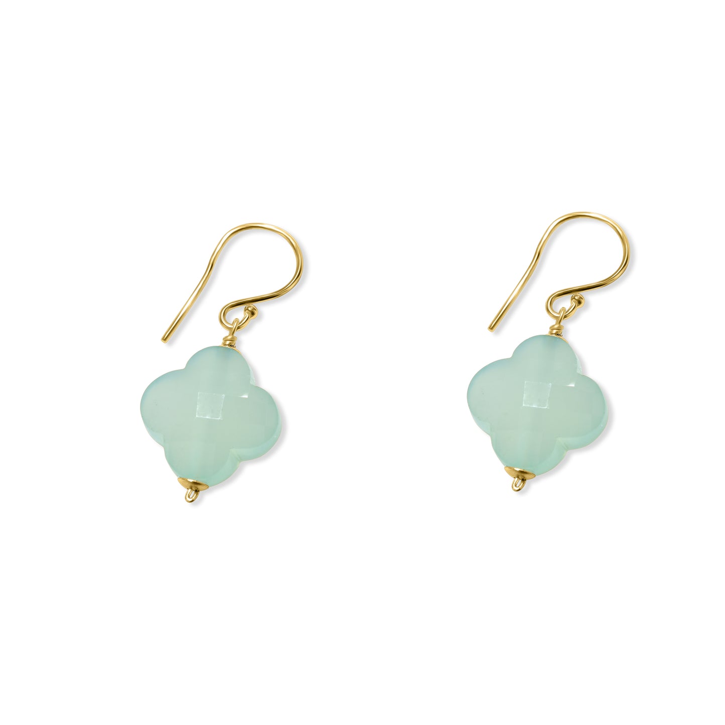 14k Chalcedony Clover Hook Earring