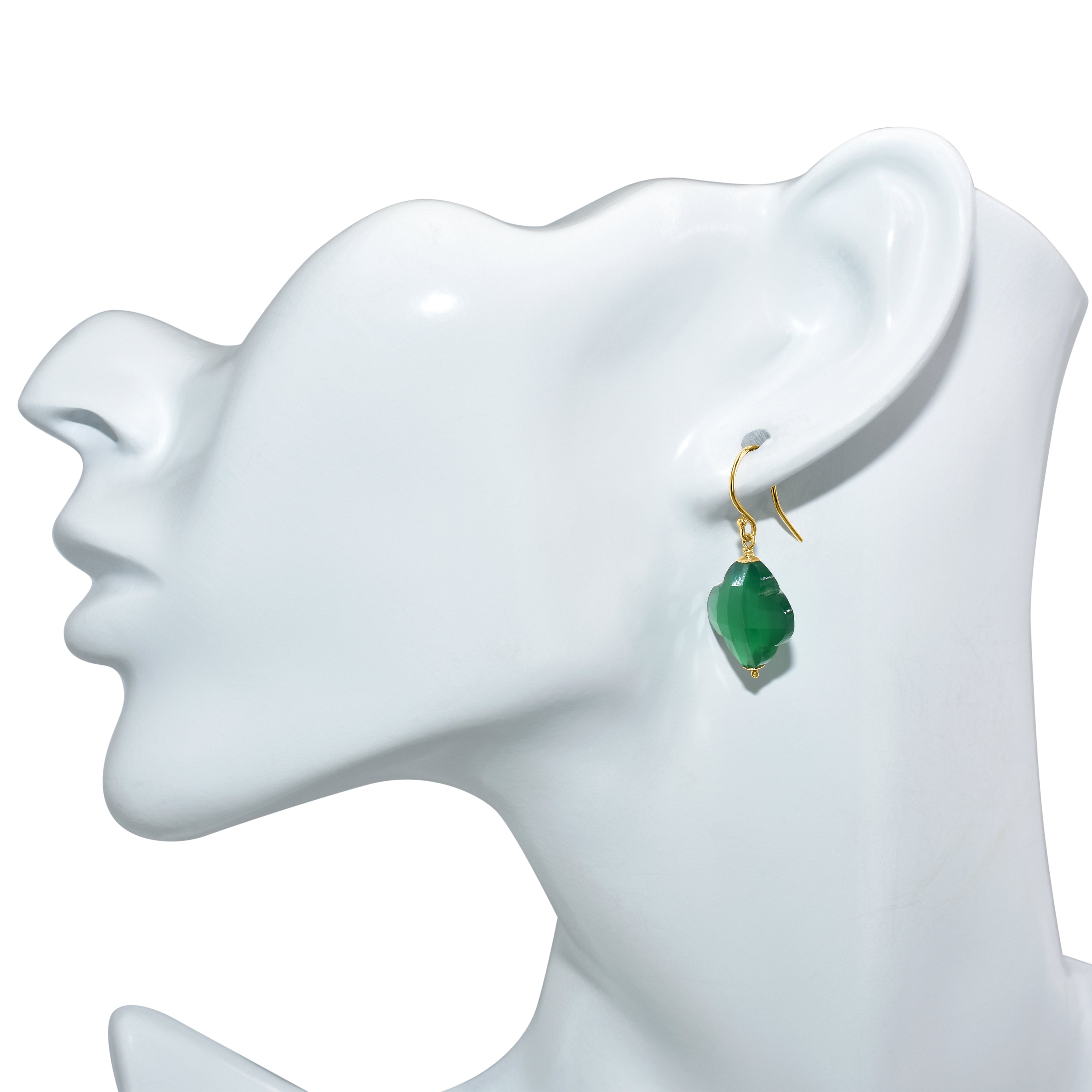 14k Gemstones Clover Hook Earring