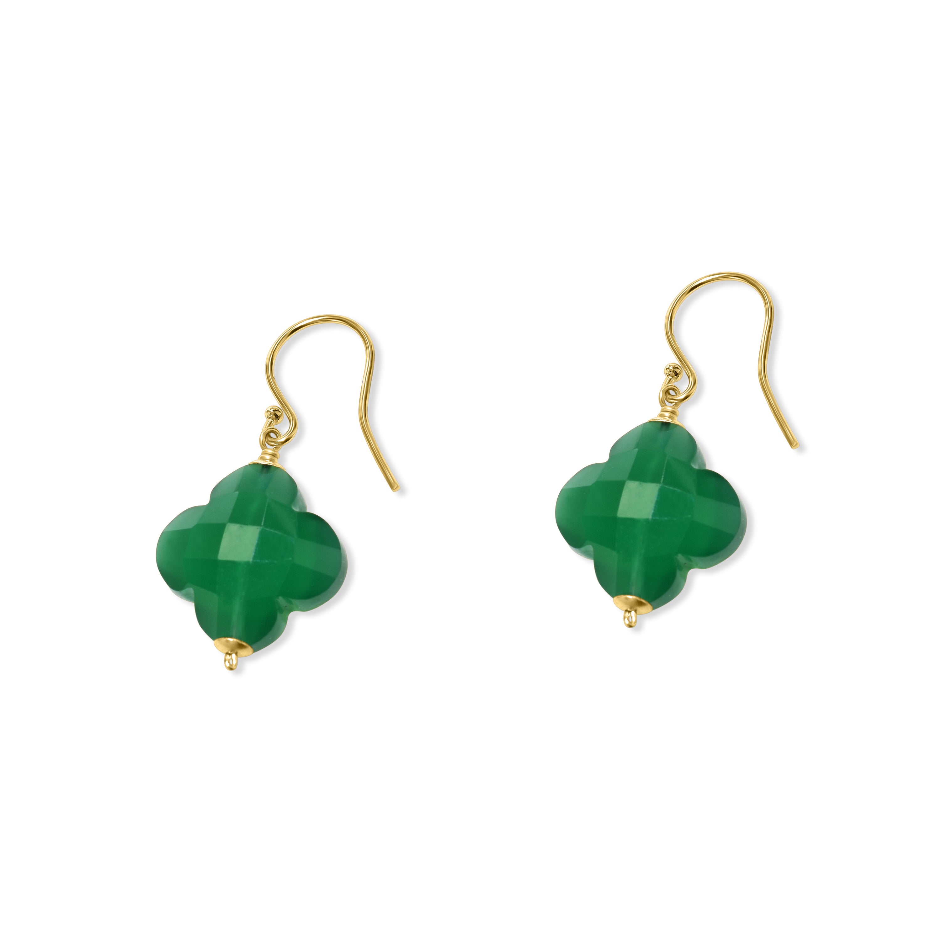 14k Gemstones Clover Hook Earring