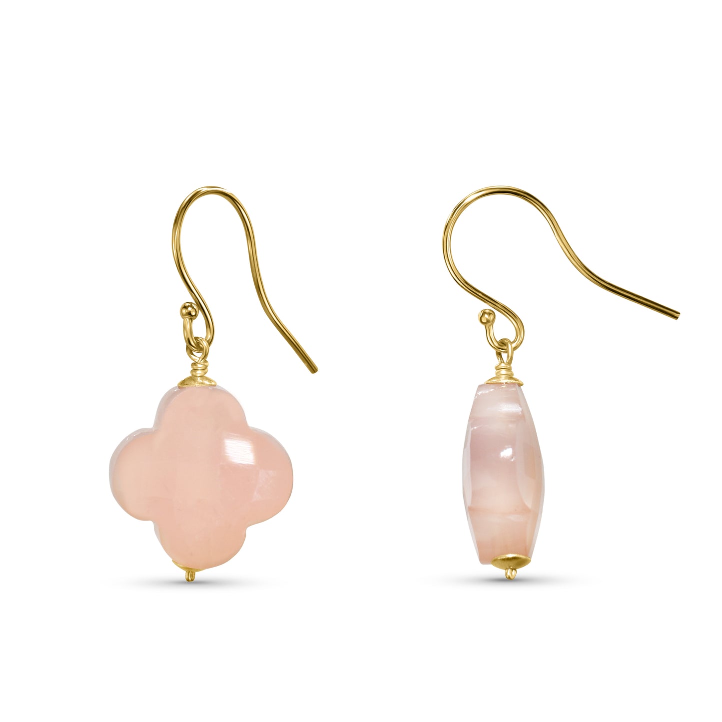 14k Pink Chalcedony Clover Hook Earring