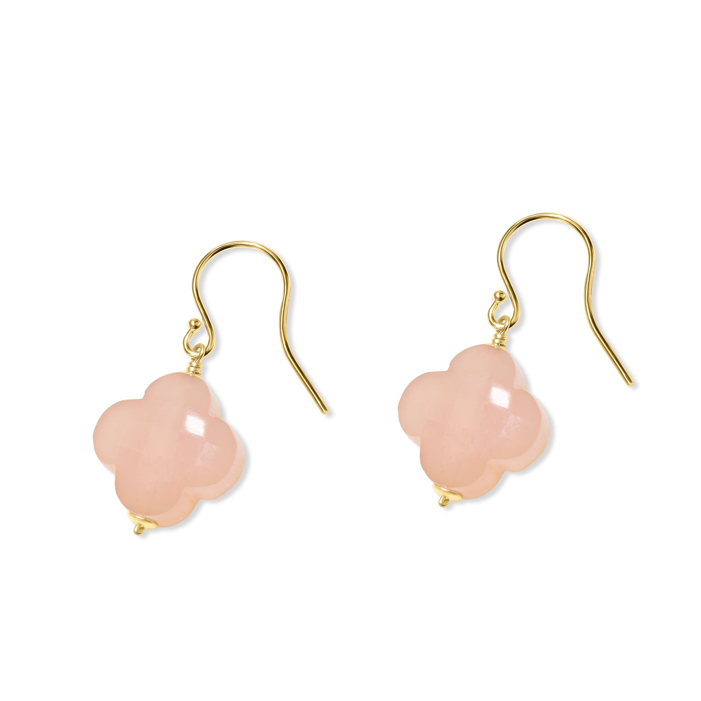 14k Pink Chalcedony Clover Hook Earring