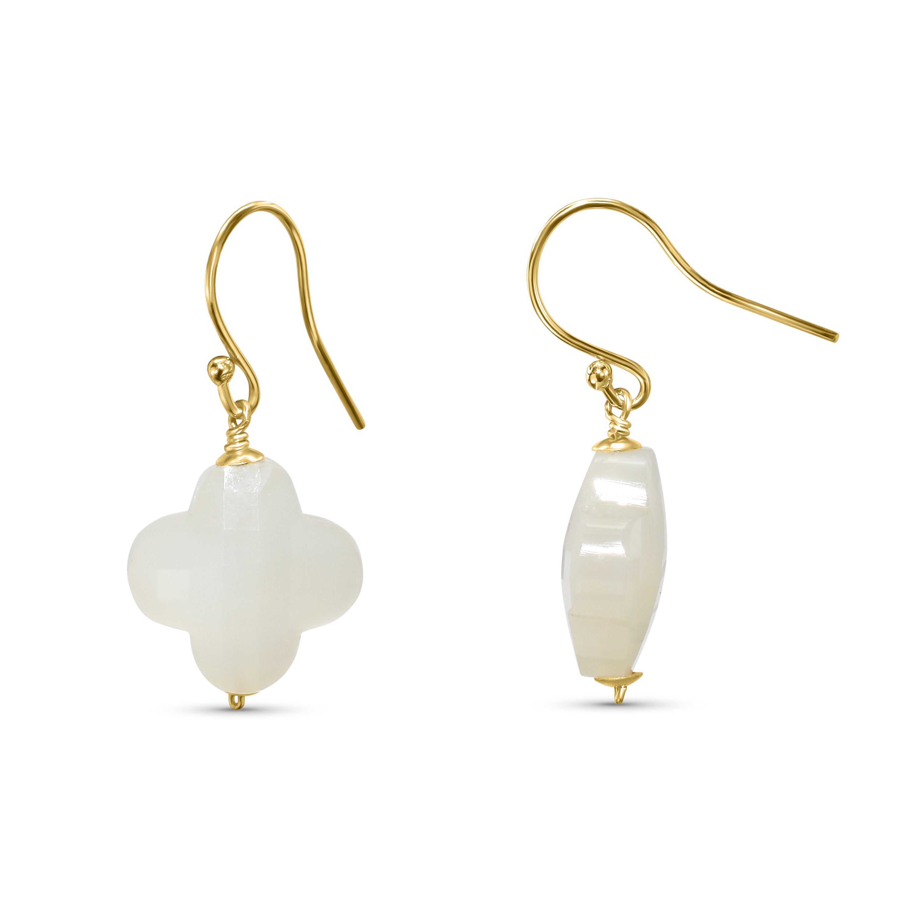 14k Gemstones Clover Hook Earring
