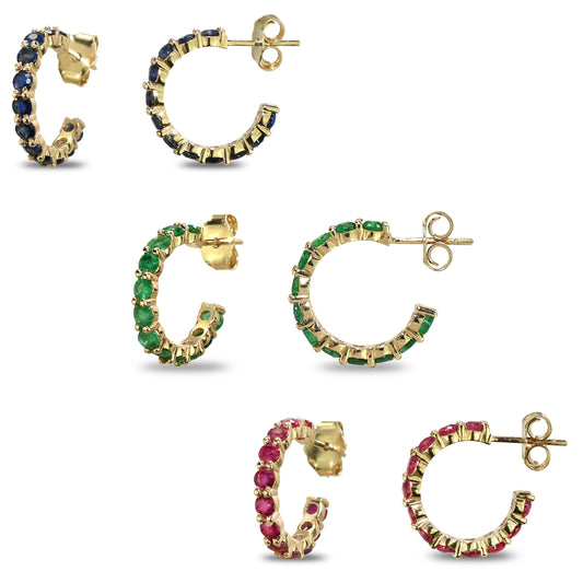 14k Gemstones Hoop Earring