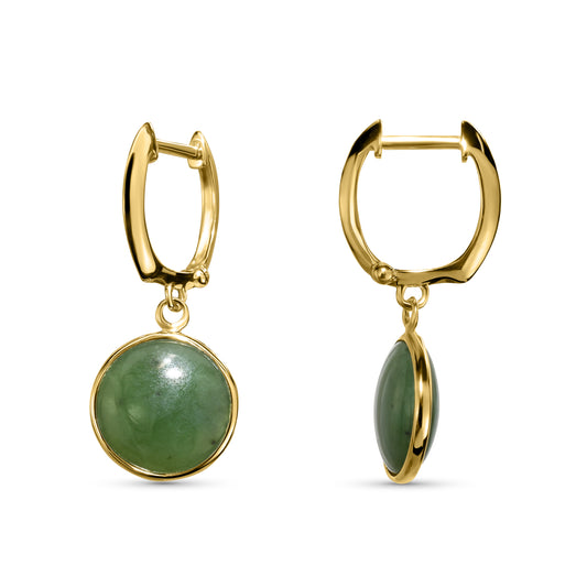 14k Nephrite Jade Hoop Earring