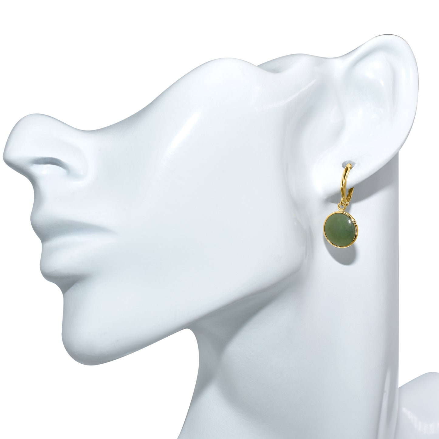 14k Nephrite Jade Hoop Earring