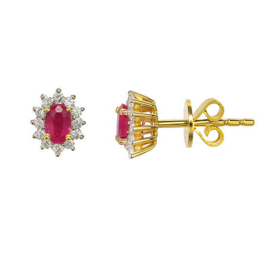 14k Ruby Diamond Earring