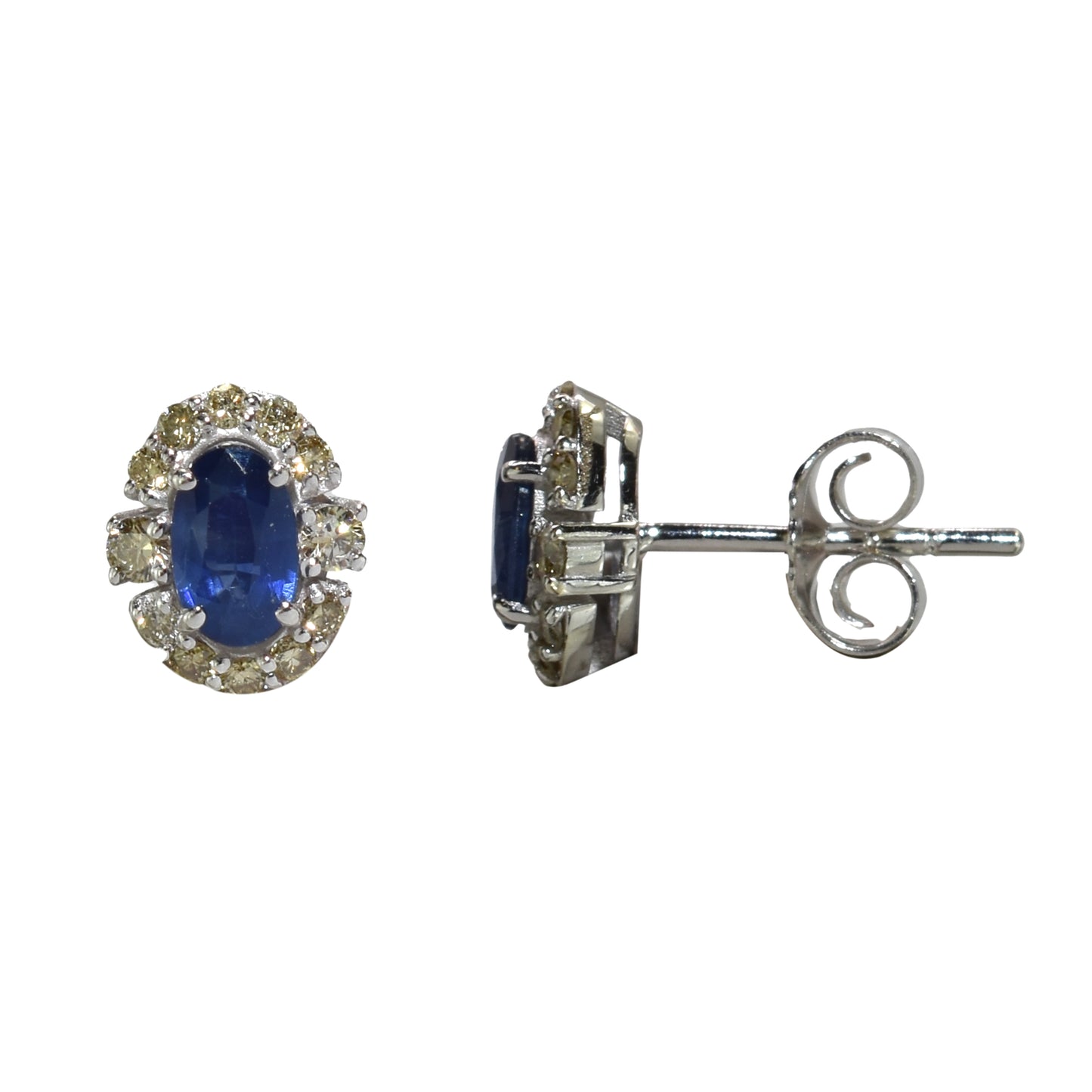 14k White Gold Sapphire Diamond Earring