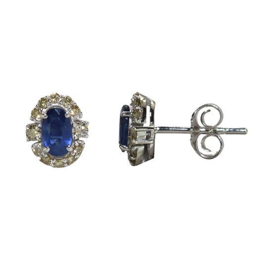 14k White Gold Sapphire Diamond Earring
