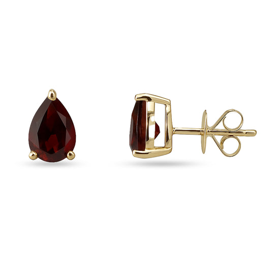 14k Garnet Pear Shape Earring