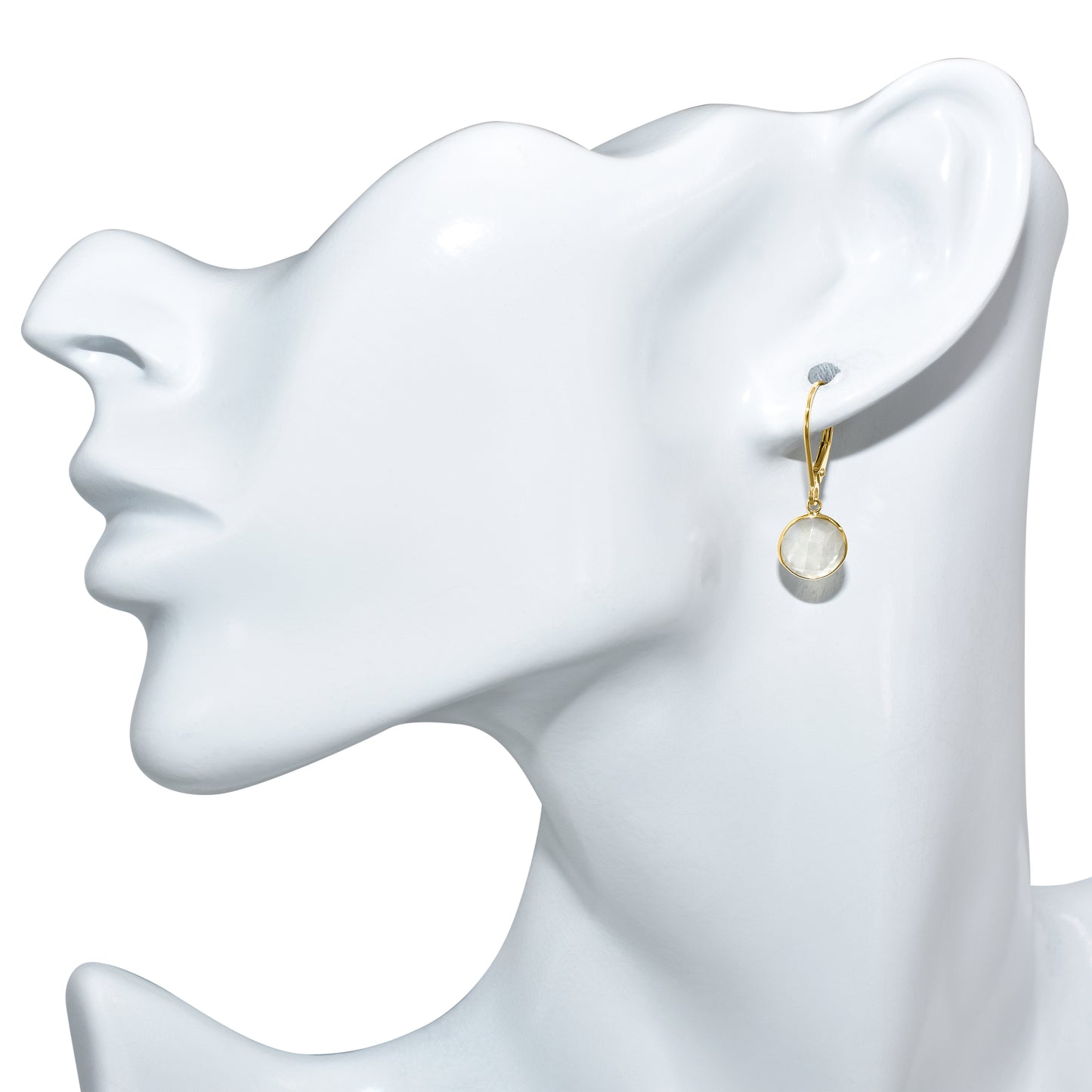 14k Grey Moonstone Leverback Earring