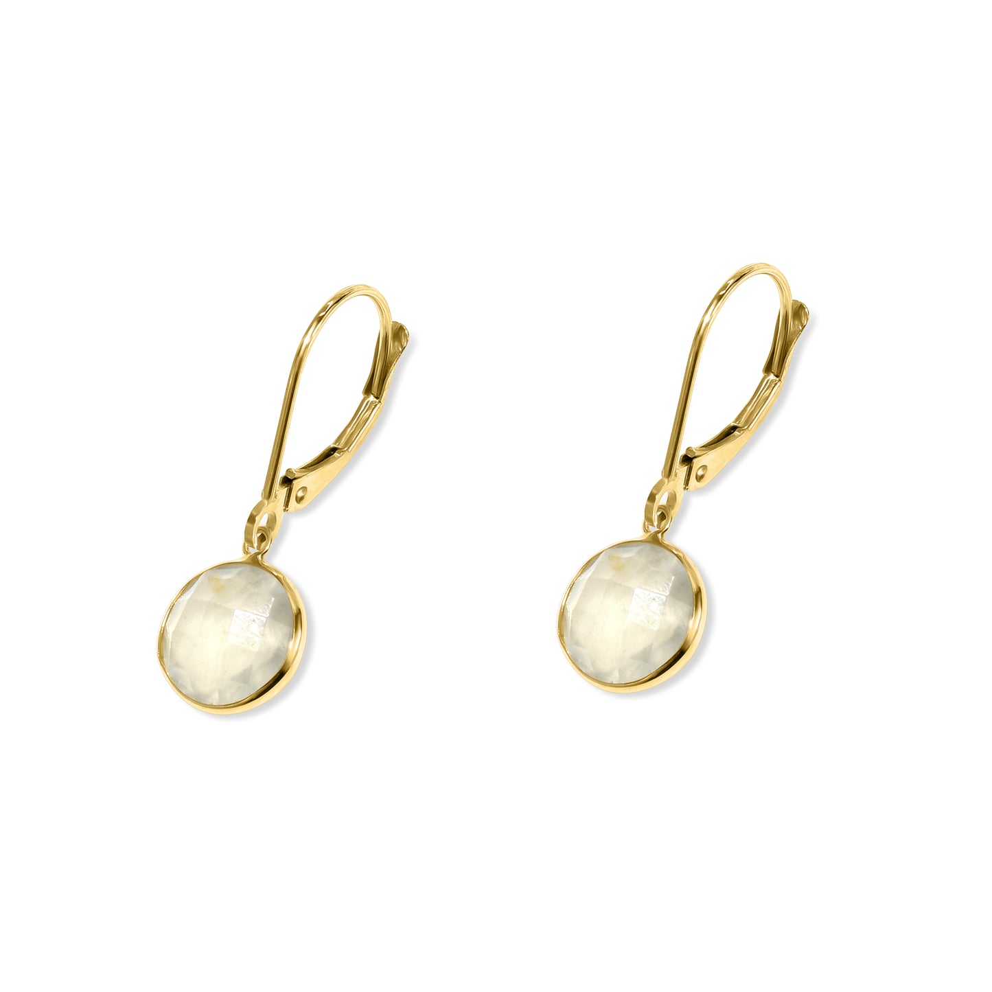 14k Grey Moonstone Leverback Earring