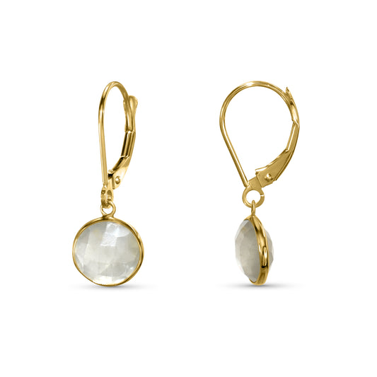 14k Grey Moonstone Leverback Earring