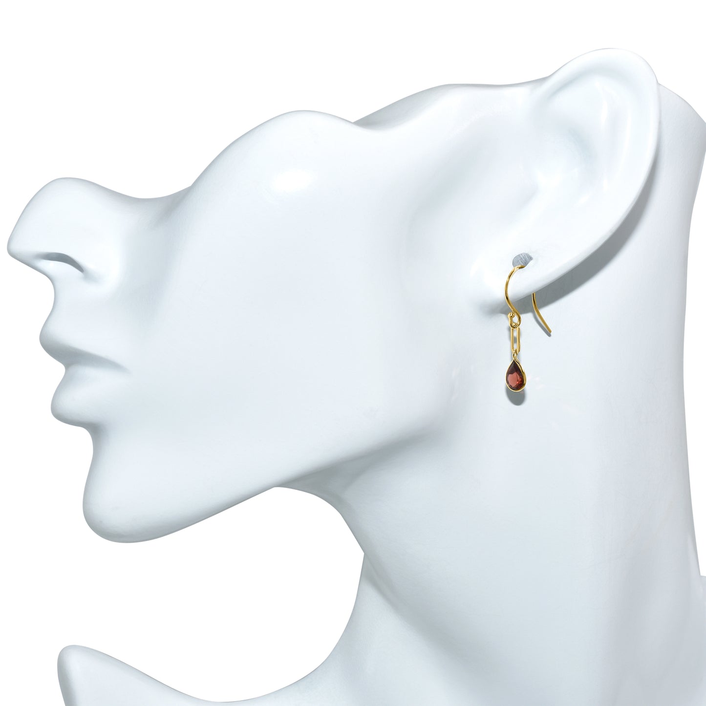 14k Garnet Paperclip Hook Earring