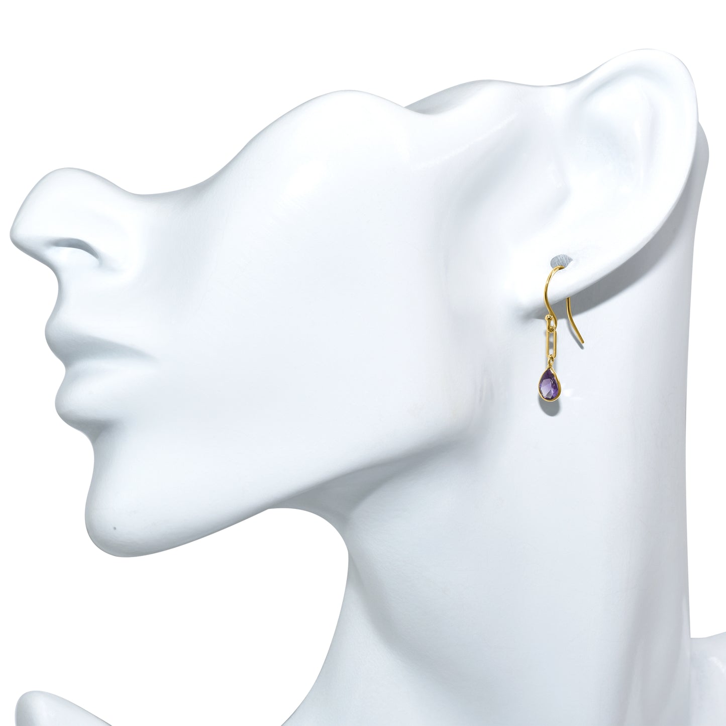 14k Amethyst Paperclip Hook Earring