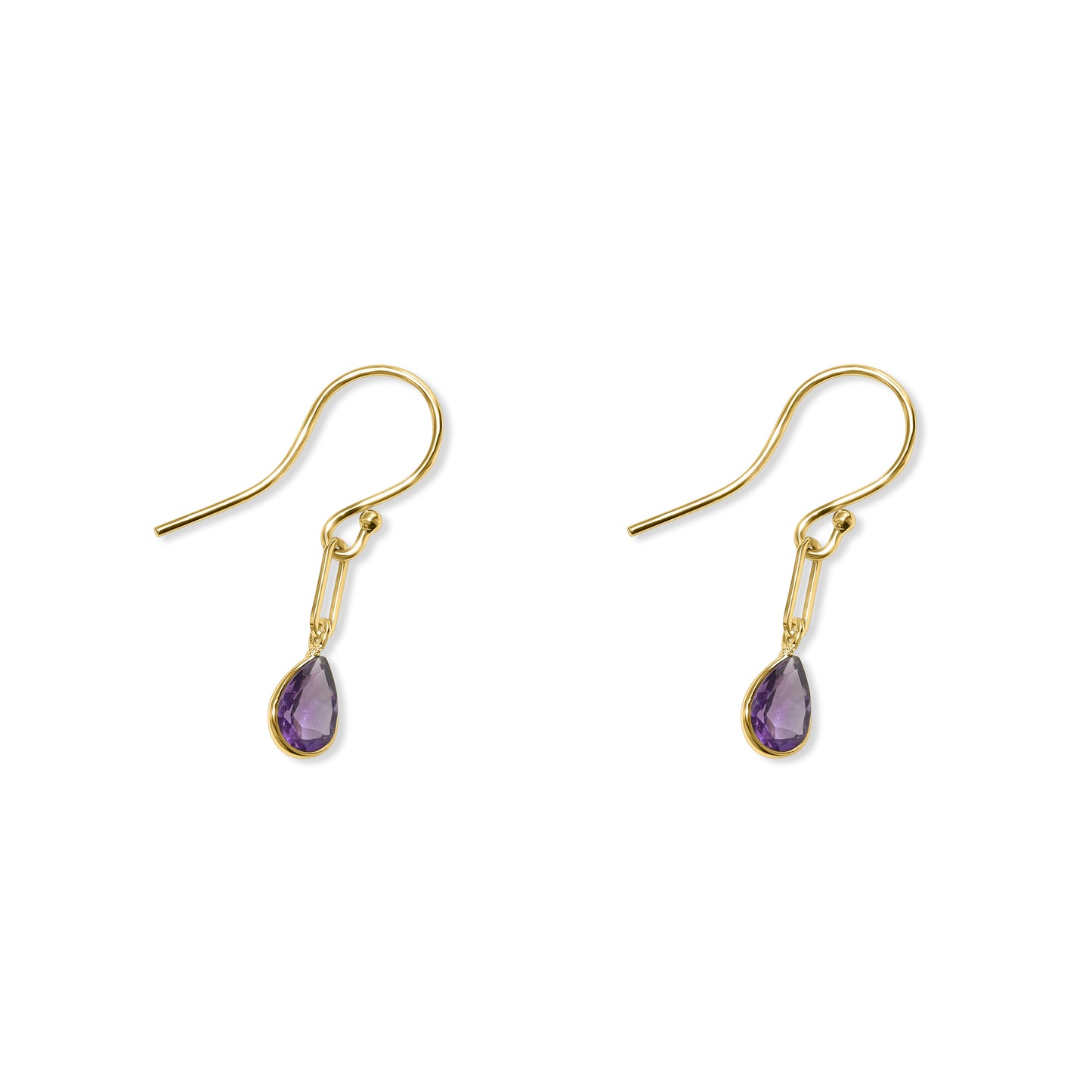 14k Amethyst Paperclip Hook Earring