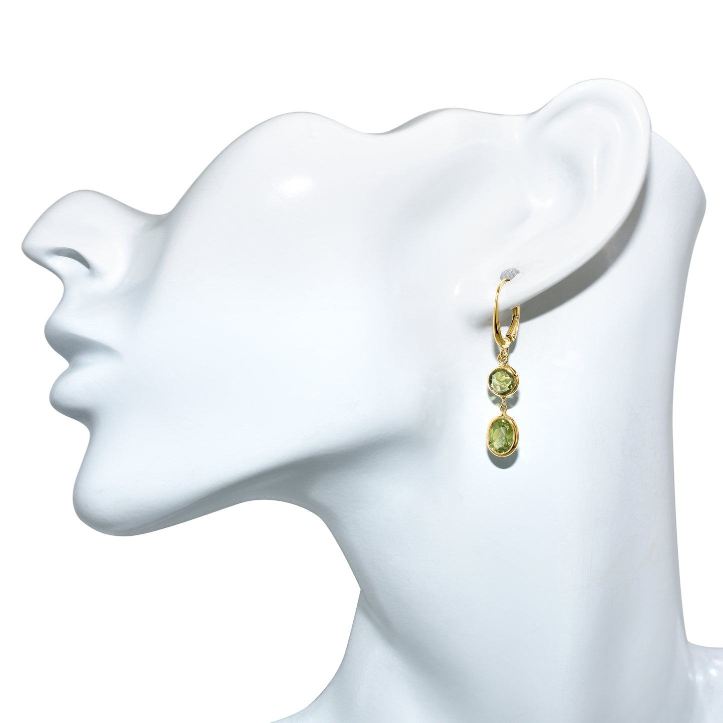 14K Peridot Round and Oval Leverback Earring