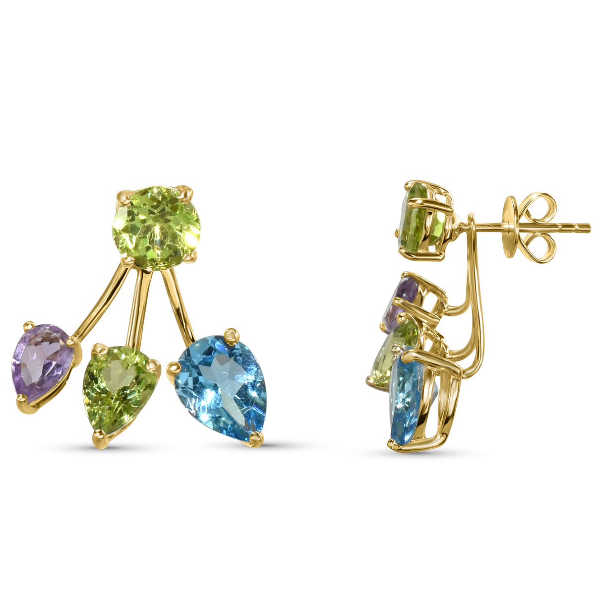 14k Gemstone Front Back Earring