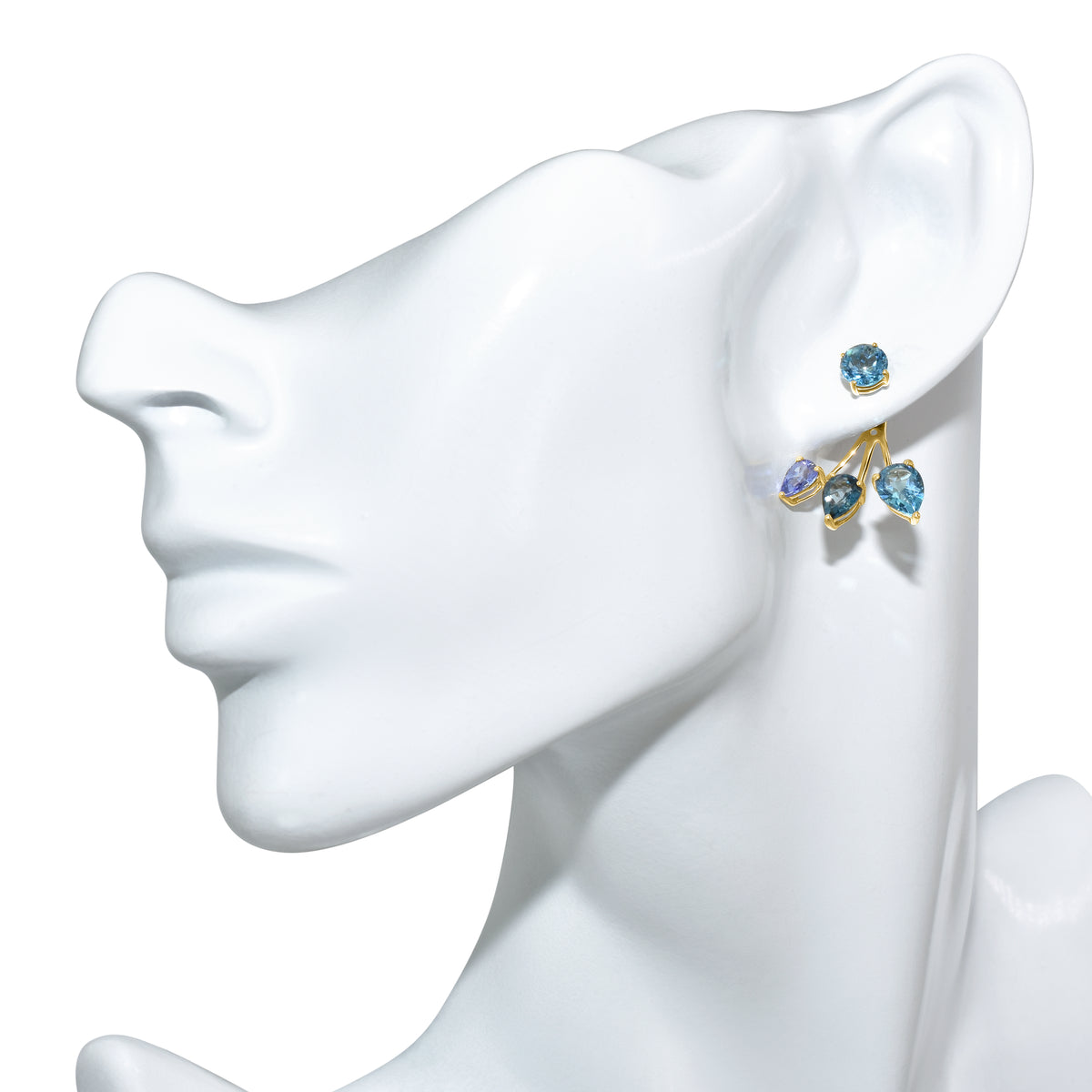 14k Gemstone Front Back Earring