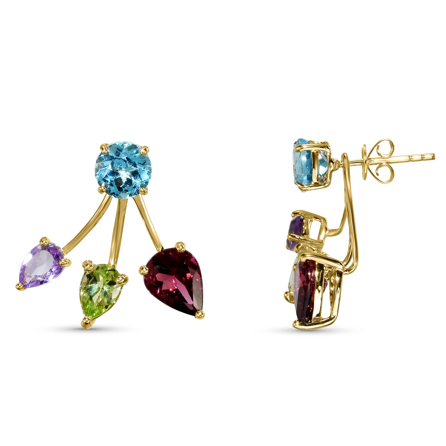 14k Multi Gemstone Front Back Earring