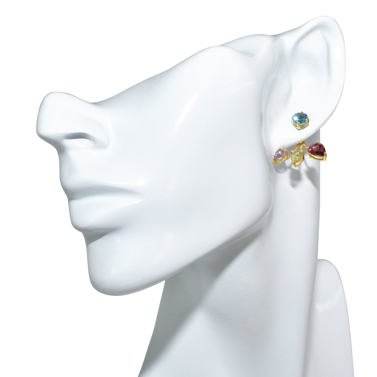 14k Multi Gemstone Front Back Earring