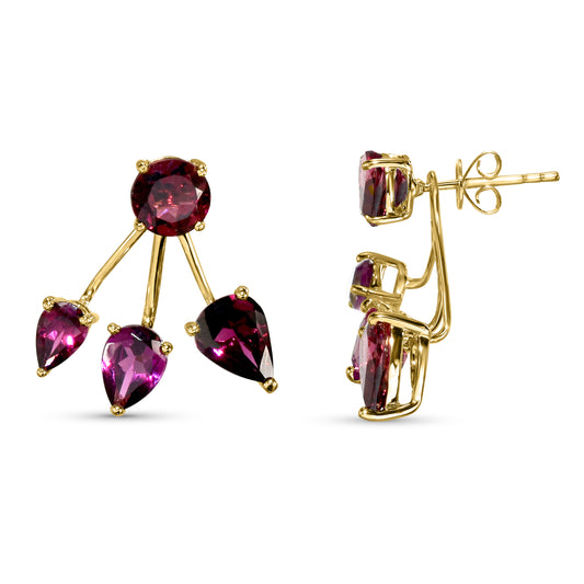 14k Rhodolite Garnet Front Back Earring