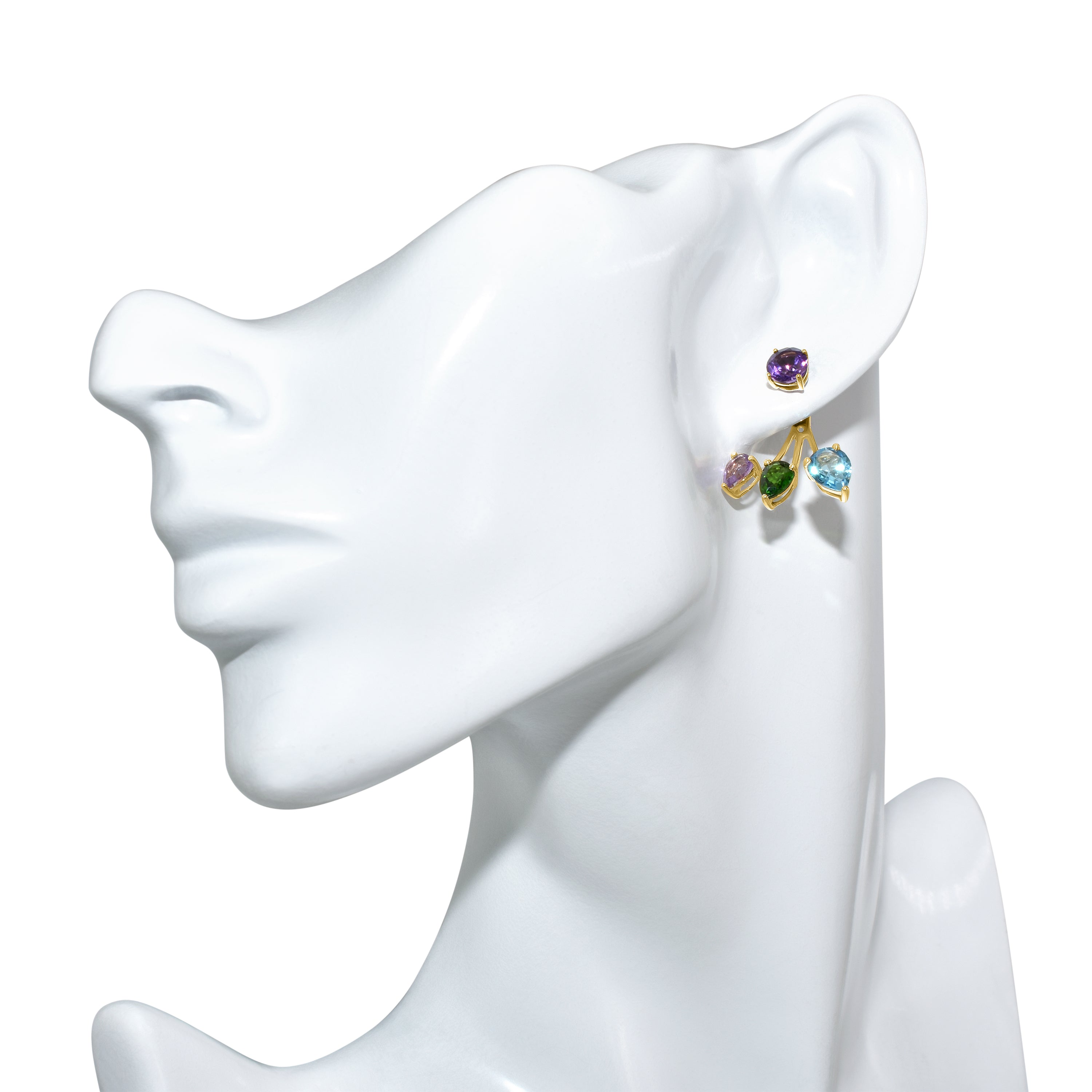 14k Gemstone Front Back Earring