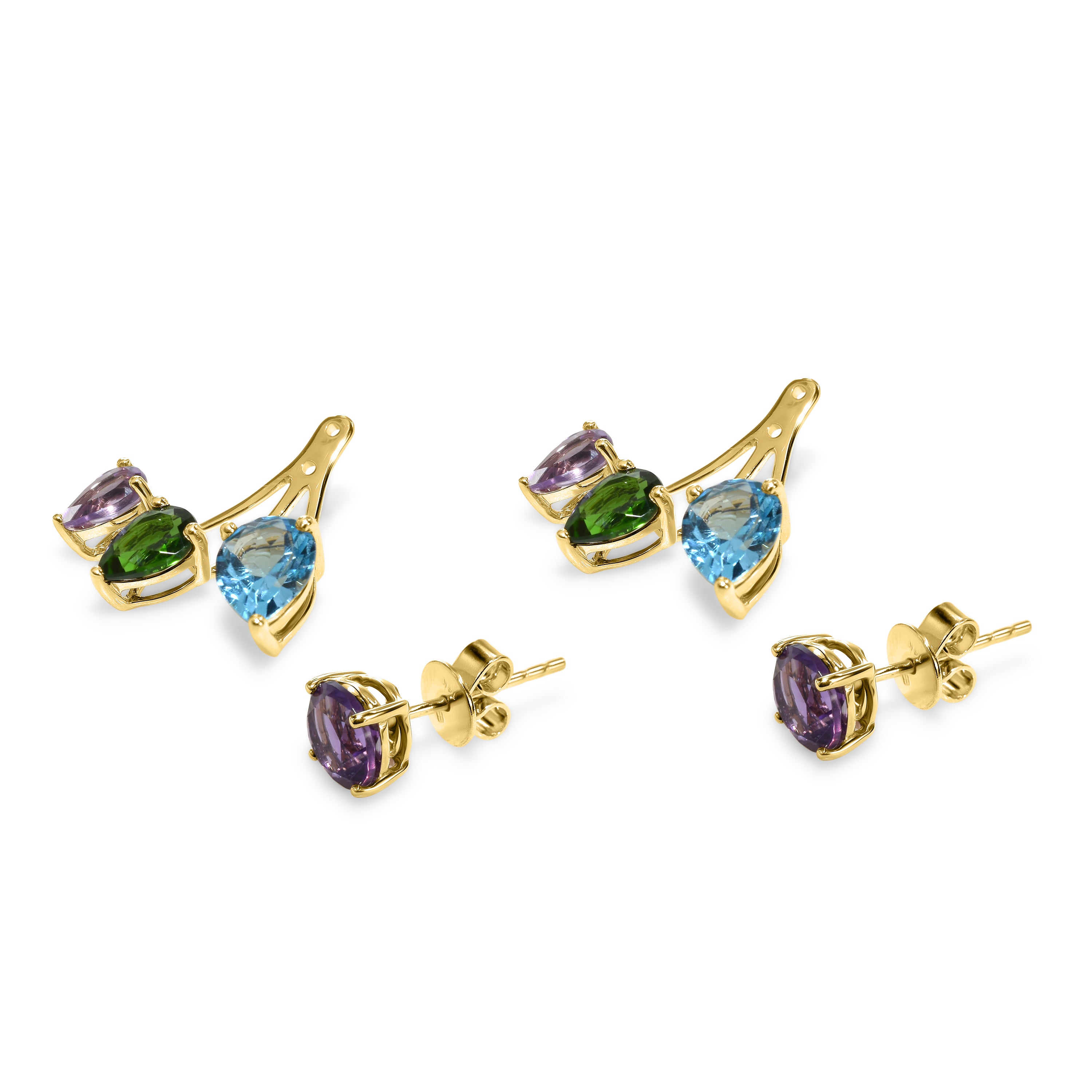 14k Gemstone Front Back Earring