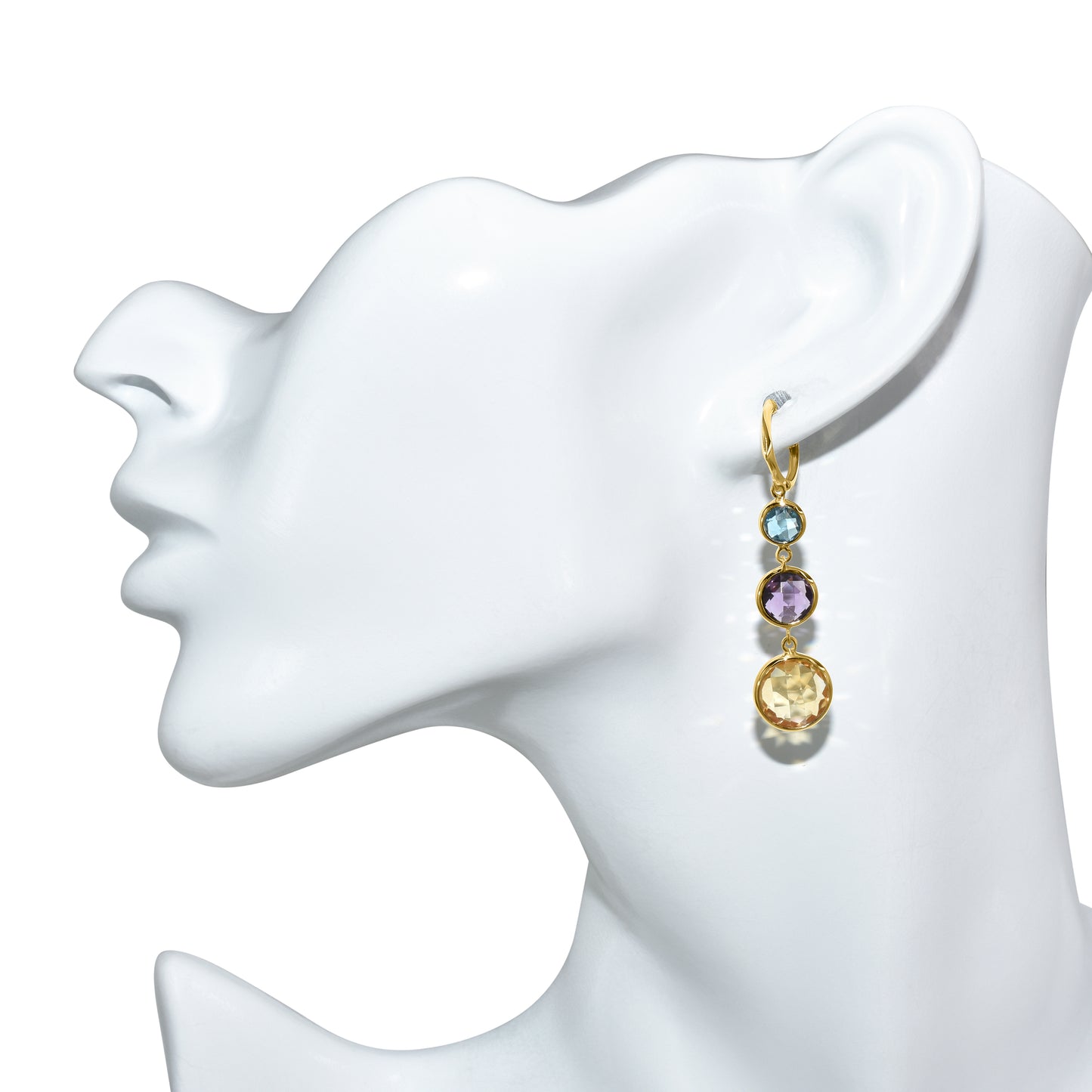 14k Multi Gemstone Hoop Earring