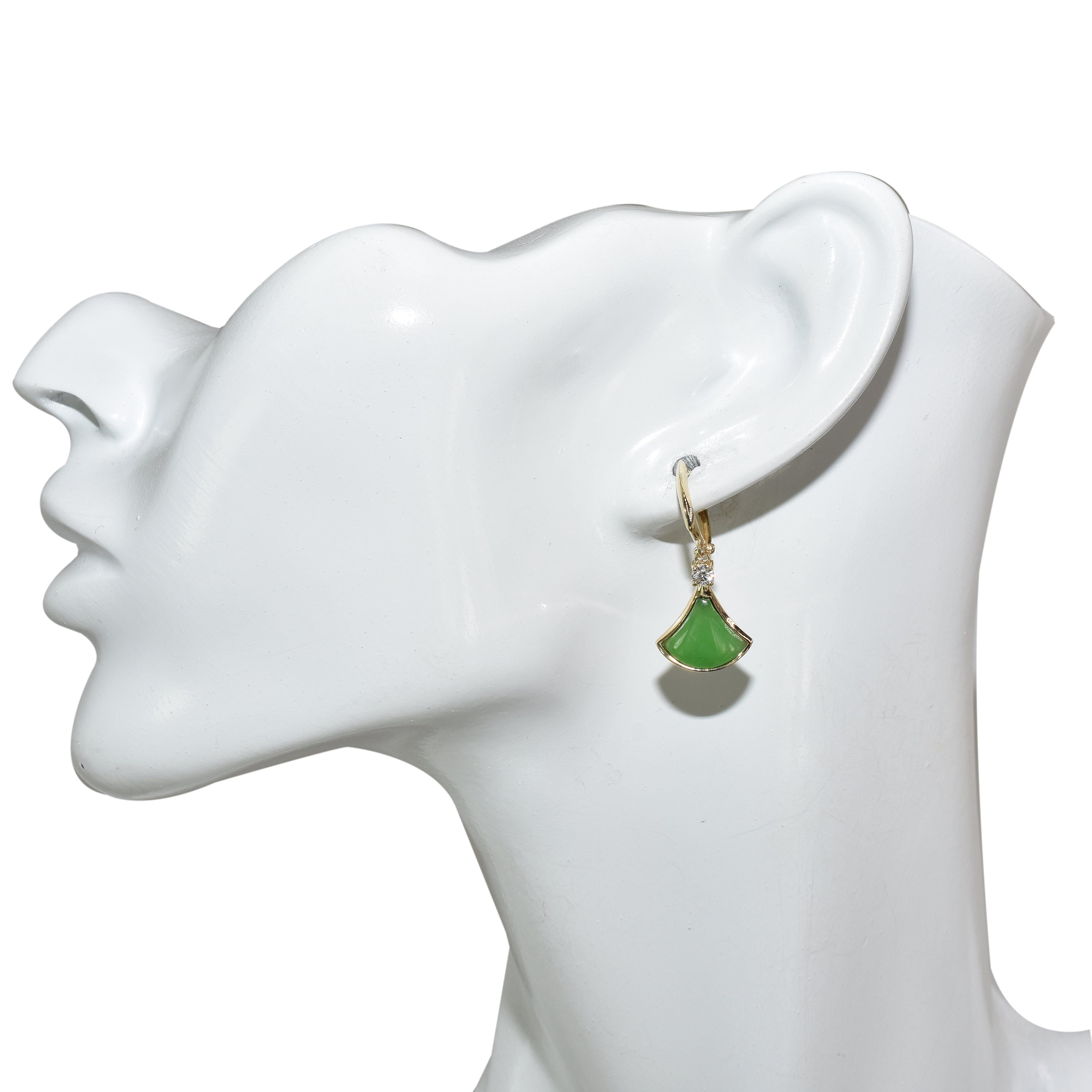 14k Gemstone Diamond Fan Earring