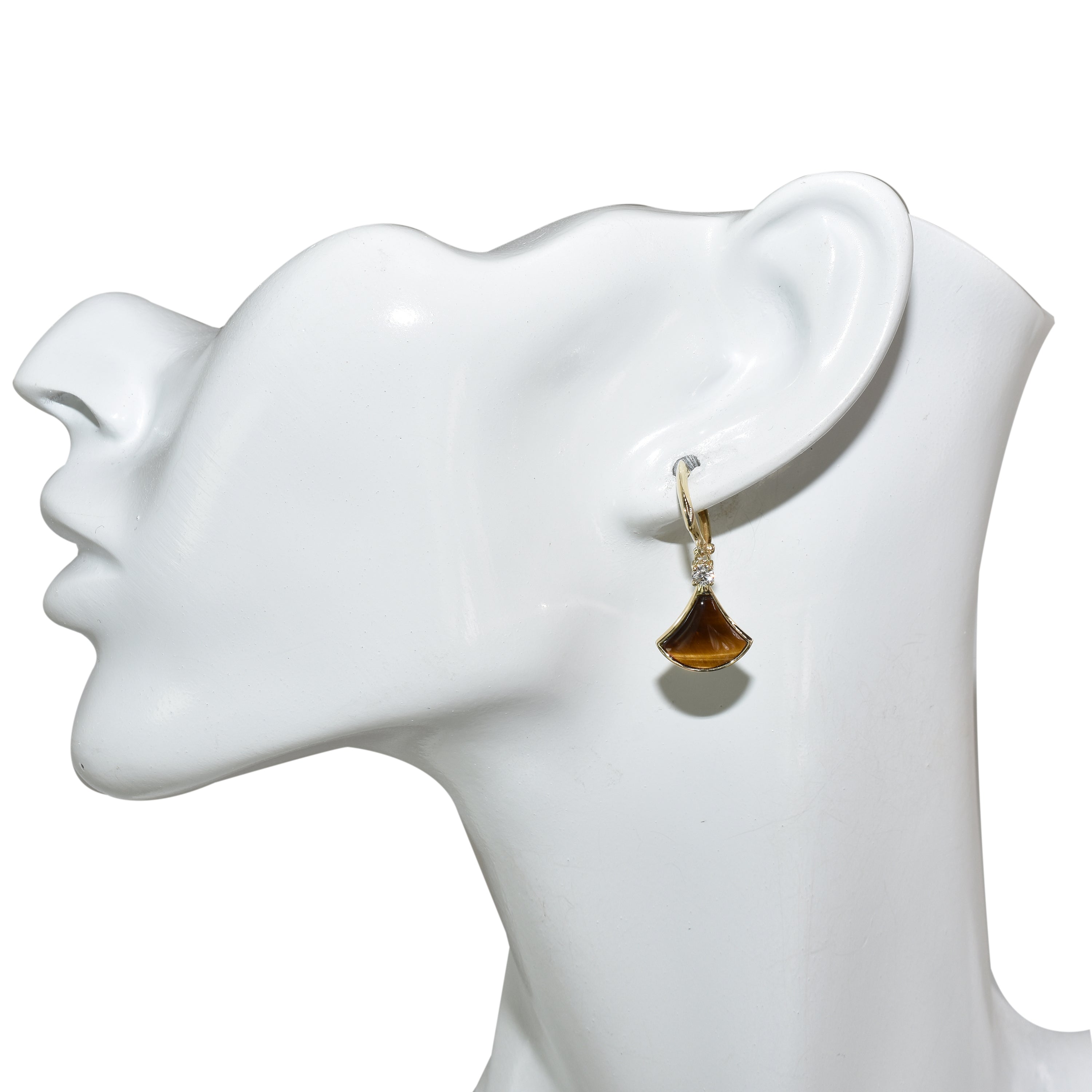 14k Gemstone Diamond Fan Earring