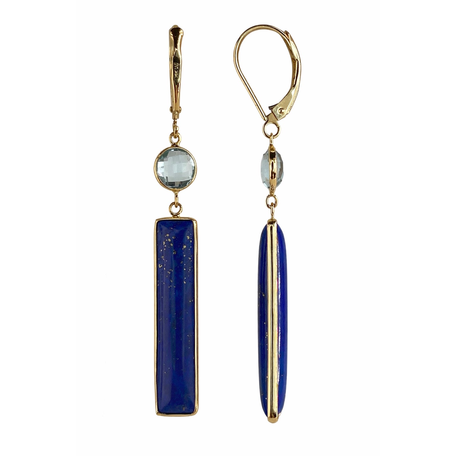 14k Lapis & Blue Topaz Leverback Earring